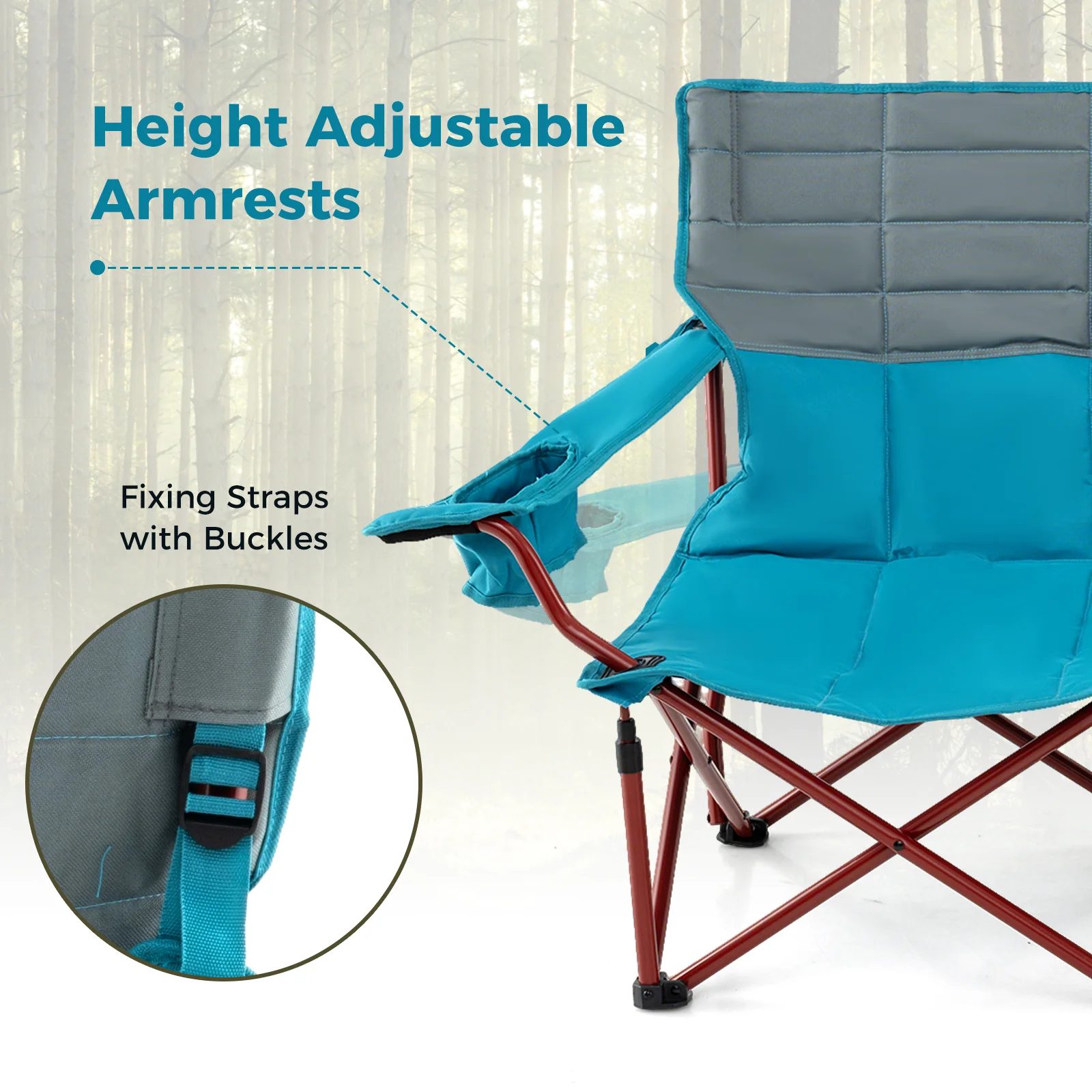 Oversized Camping Chair, Folding Loveseat, Blue - Image 7