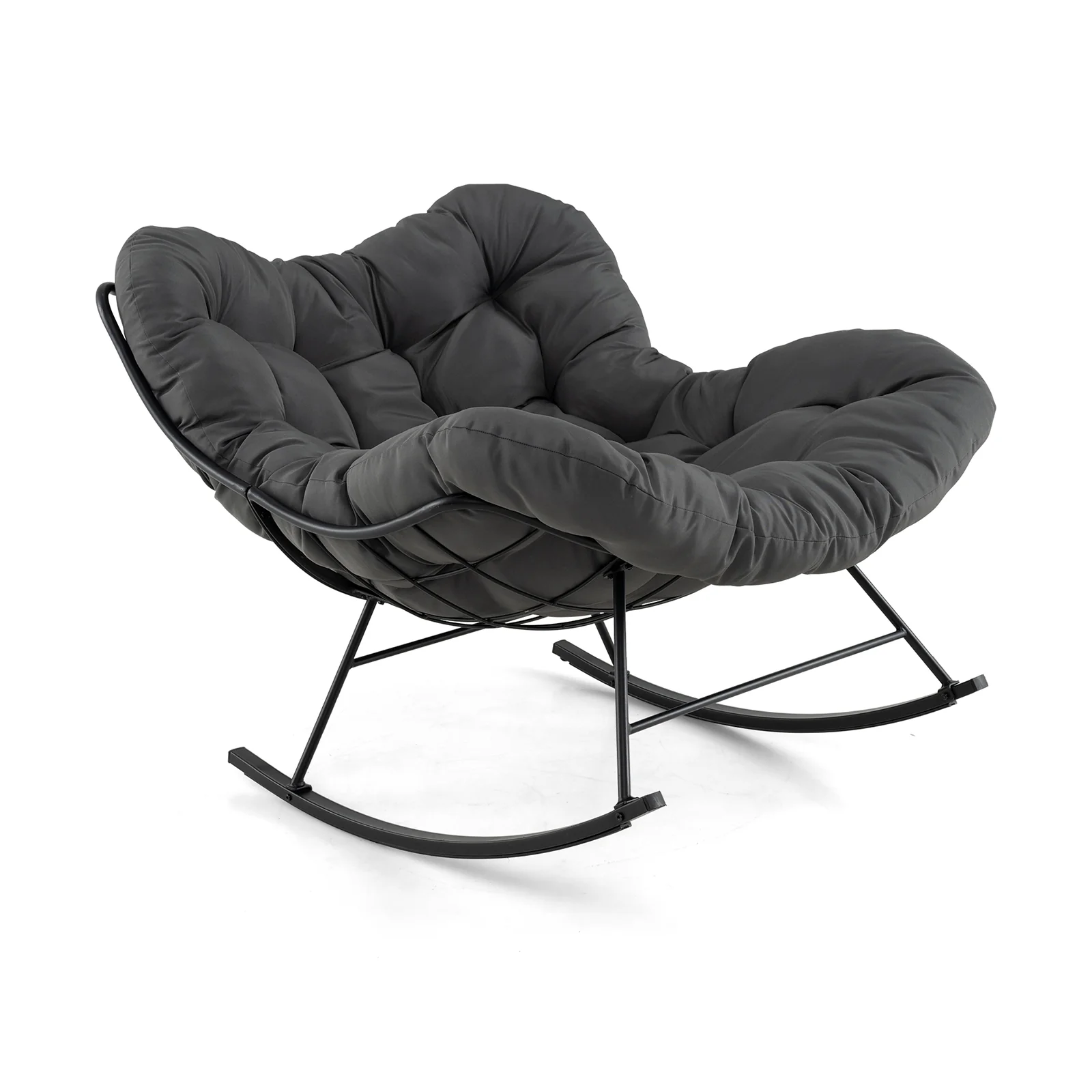 Oversized Egg Papasan Chair, Padded Cushion, Gray - Image 4