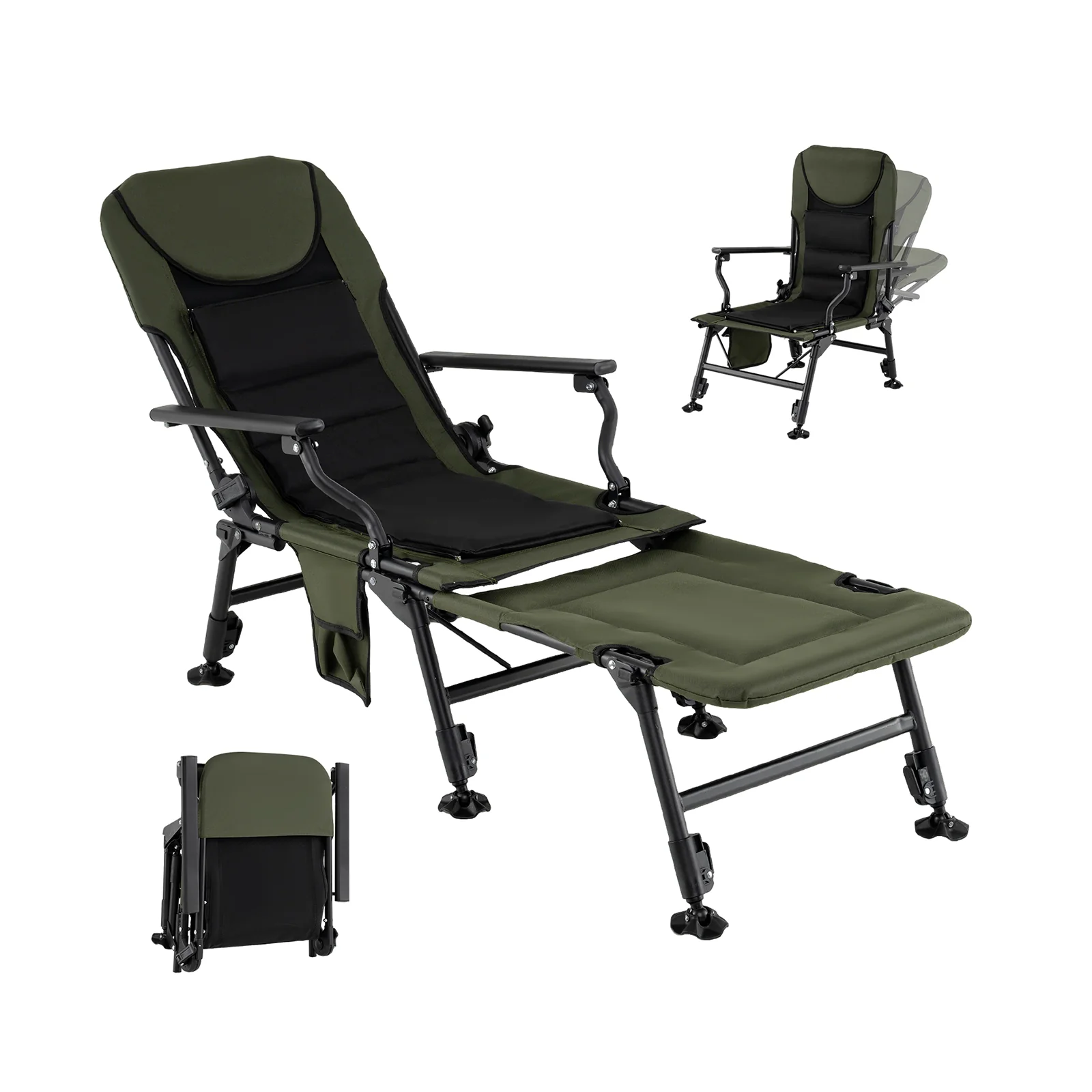 Oversized Foldable Fishing Chair with Detachable Footrest, Green - Image 4