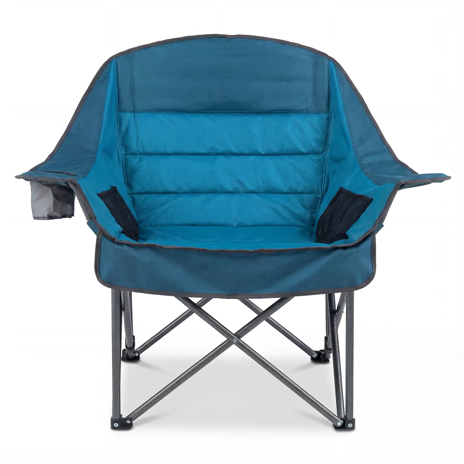 Oversized Folding Camping Chair, With Side Pockets And Cup Holder, Blue - Image 4