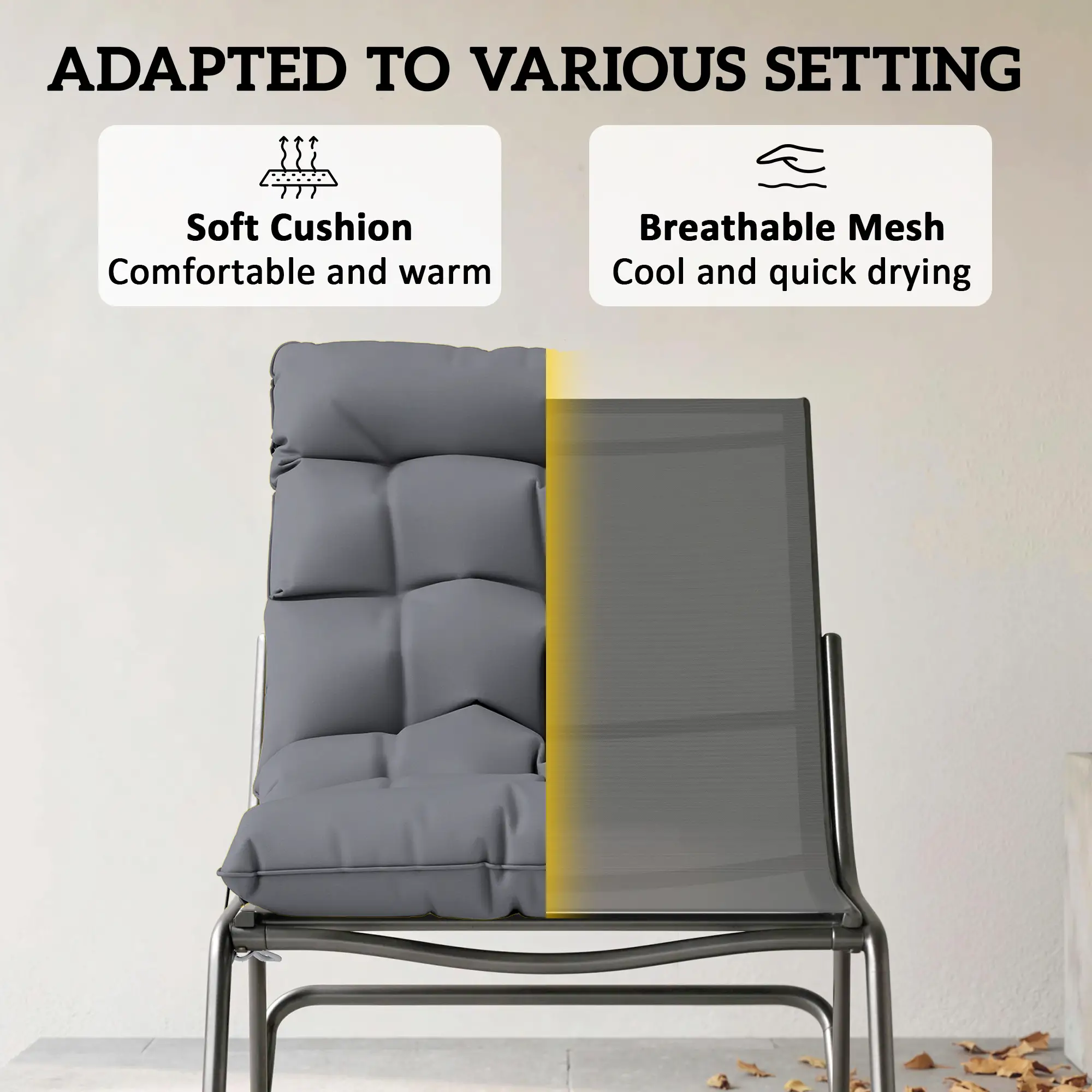 Oversized Rocking Patio Chair, 25" Extra Wide Mesh Seat, Dark Grey - Image 6
