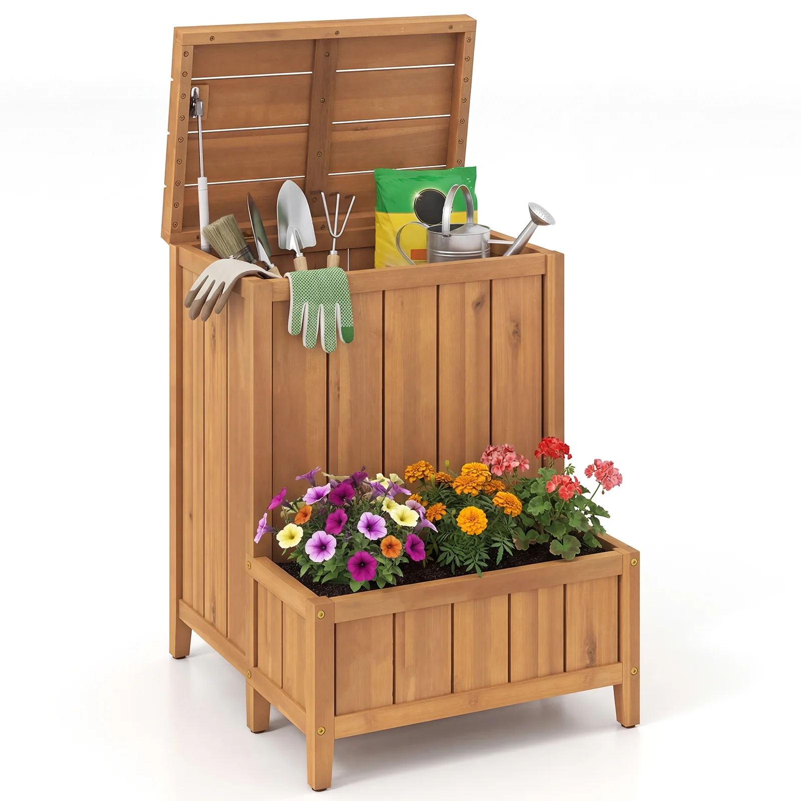 Package Delivery Box With Planter Box, Natural