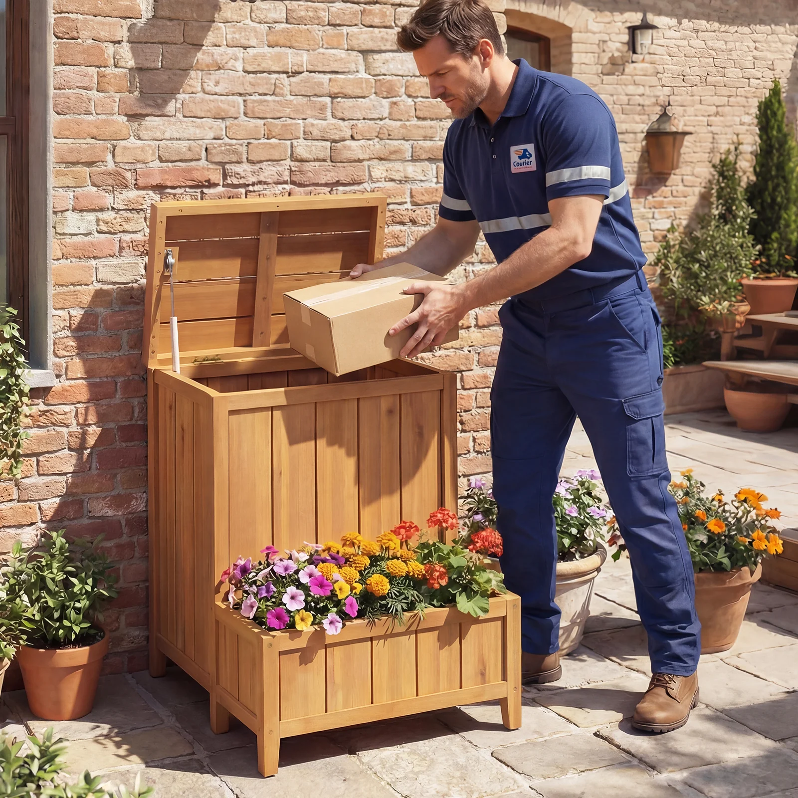 Package Delivery Box With Planter Box, Natural - Image 2