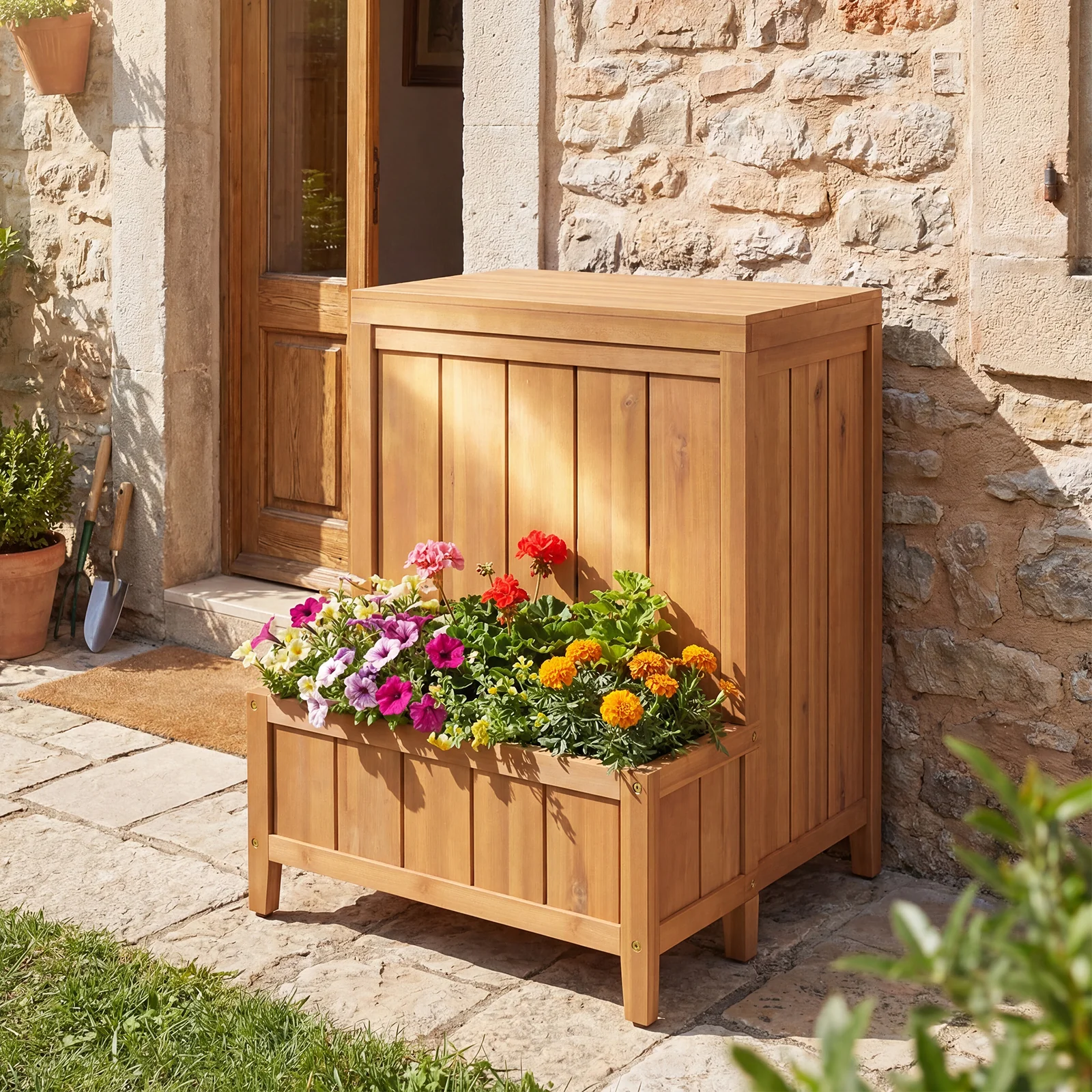 Package Delivery Box With Planter Box, Natural - Image 3