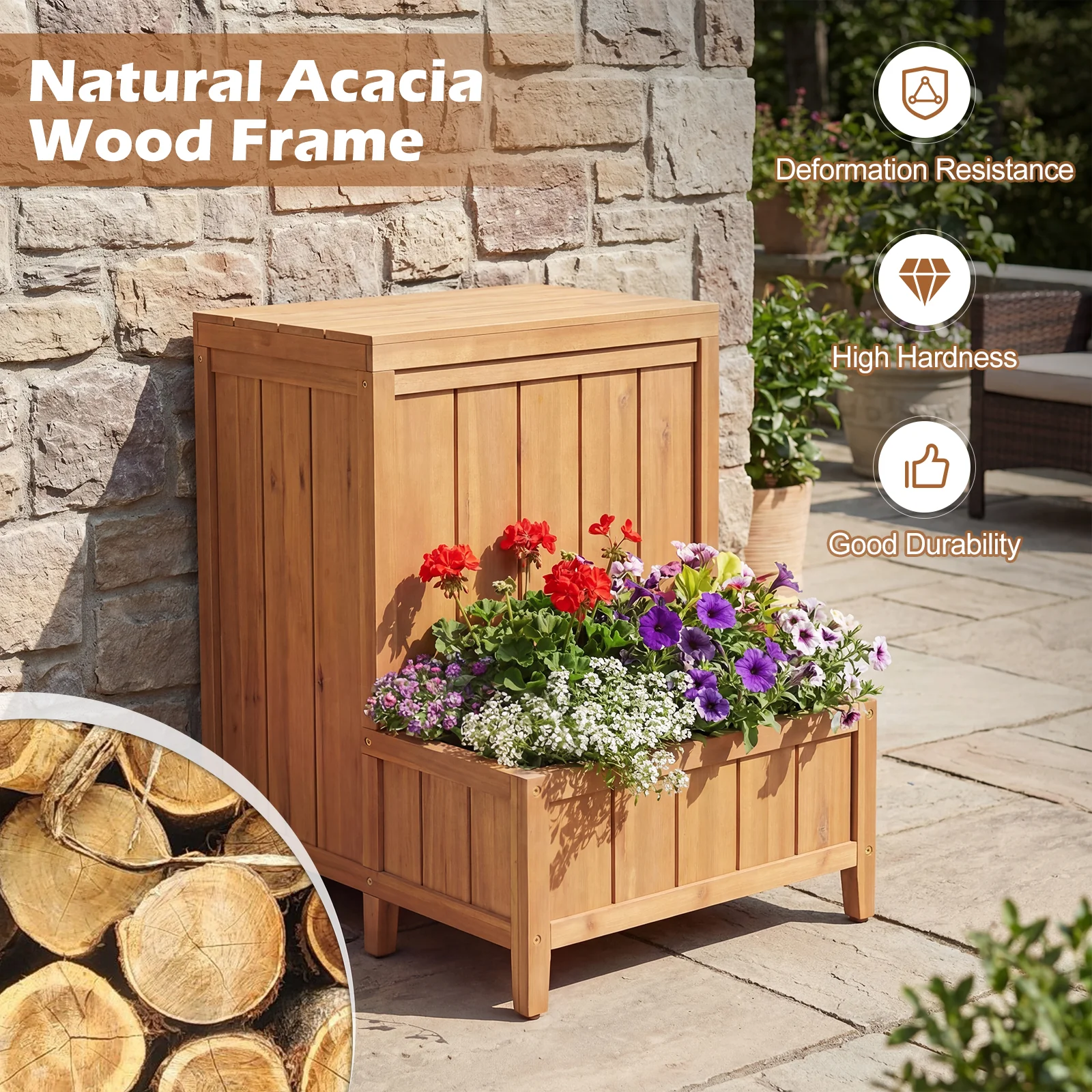 Package Delivery Box With Planter Box, Natural - Image 9