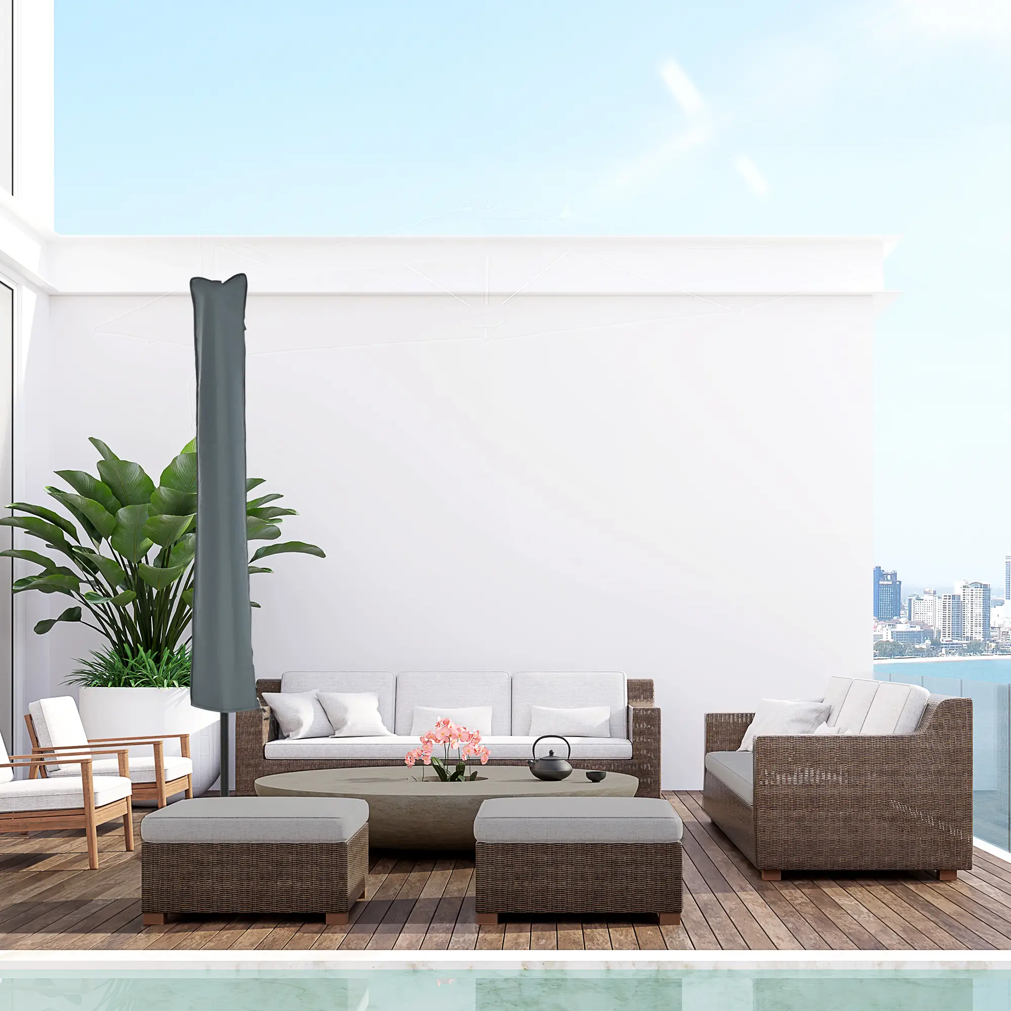 Parasol Cover, Patio Cantilever Cover, Banana Umbrella, Grey - Image 8