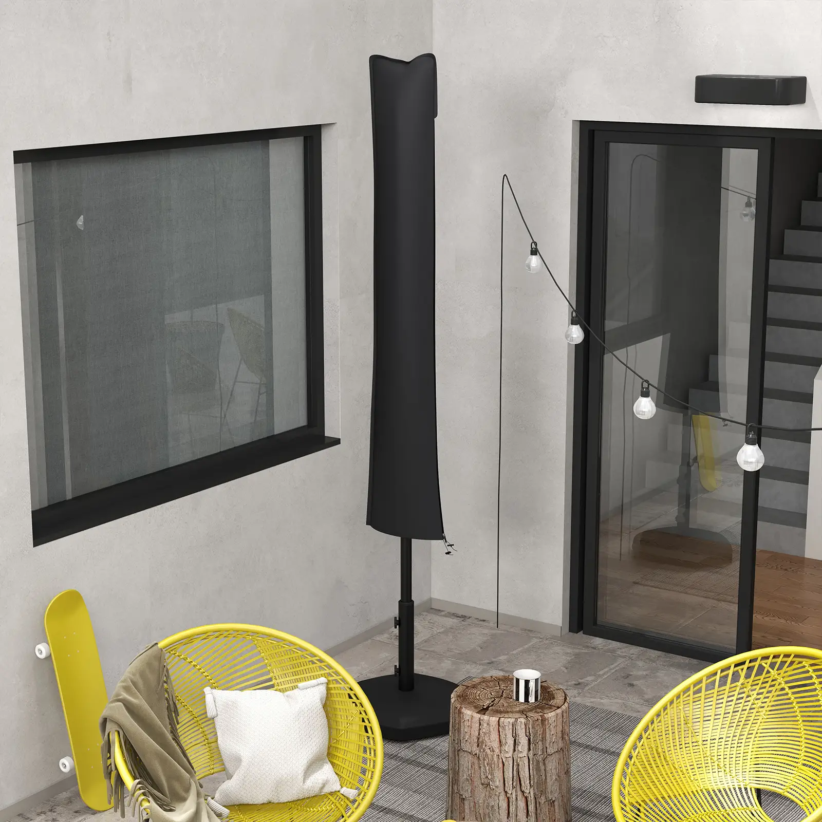 Parasol Cover, Patio Cantilever Umbrella, Black - Image 2