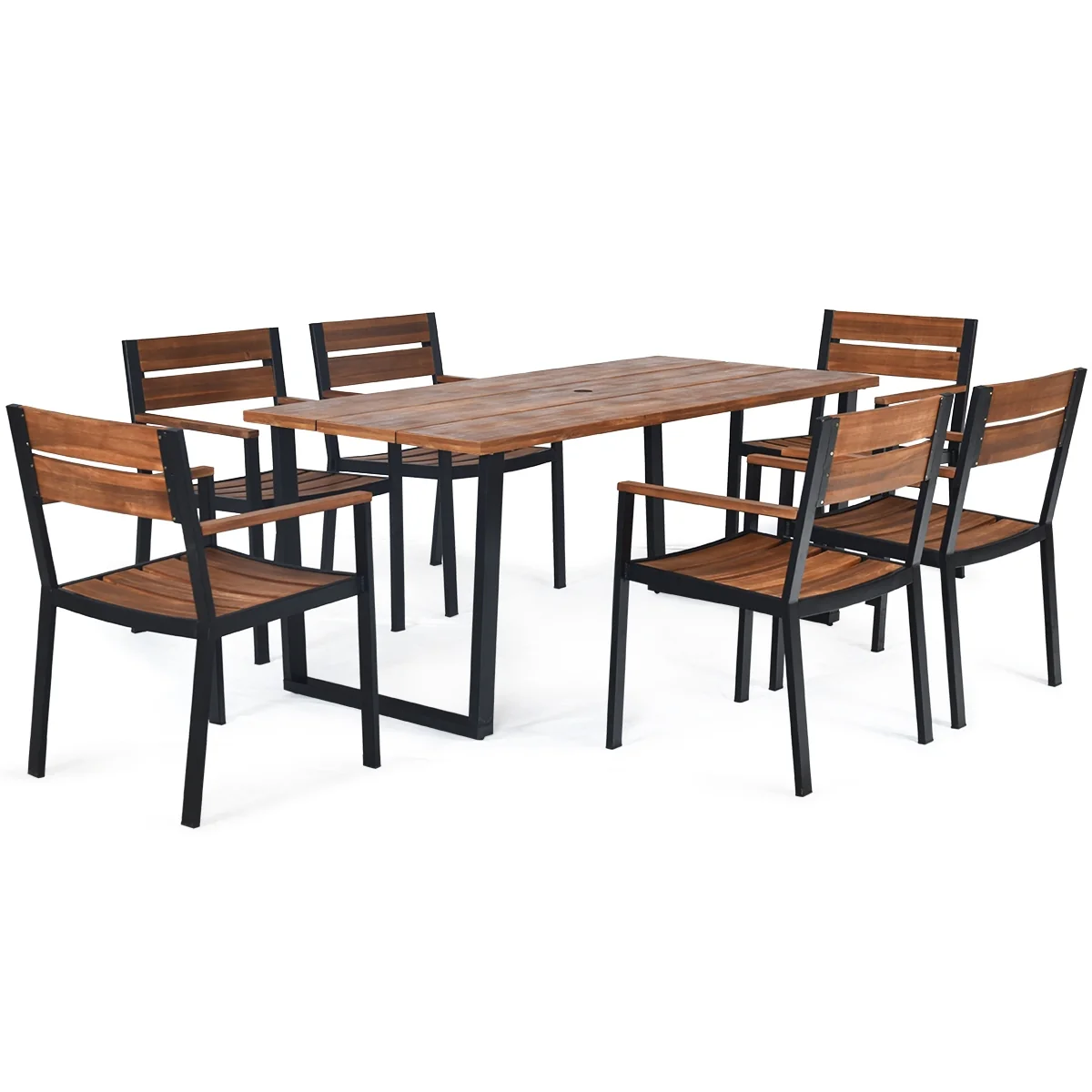 Patented 7-Piece Patio Dining Table Set, Natural - Image 4