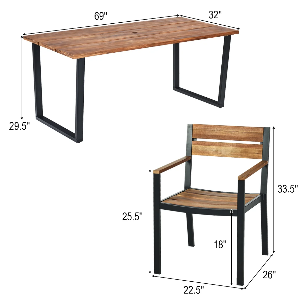 Patented 7-Piece Patio Dining Table Set, Natural - Image 5