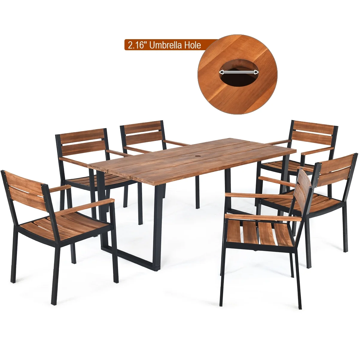 Patented 7-Piece Patio Dining Table Set, Natural - Image 6