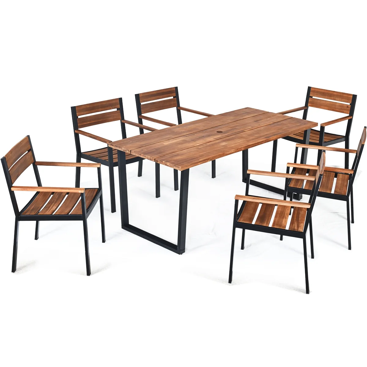 Patented 7-Piece Patio Dining Table Set, Natural - Image 8