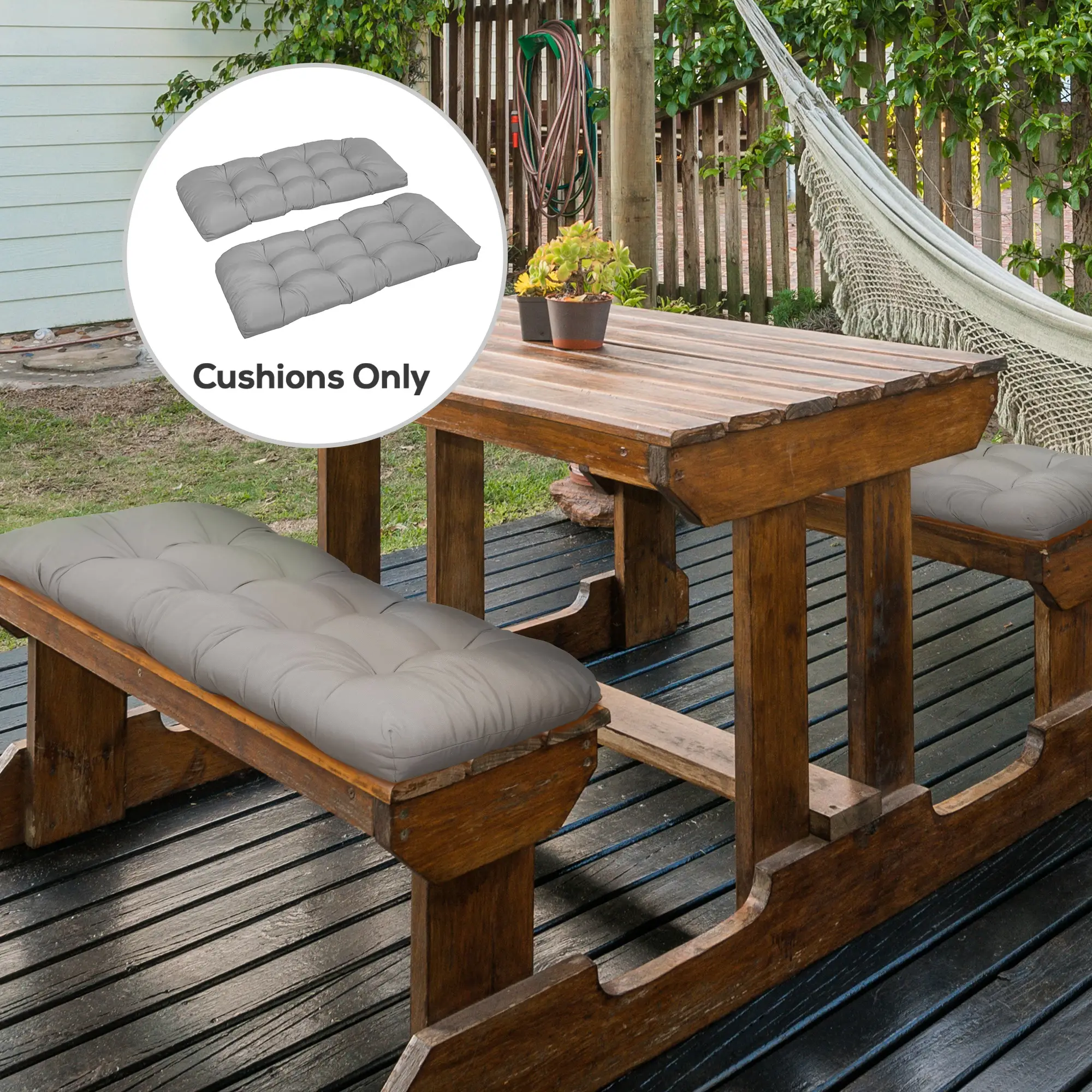 Patio Bench Replacement Cushions, 2 Seater, 43" x 19" x 3", Gray - Image 2