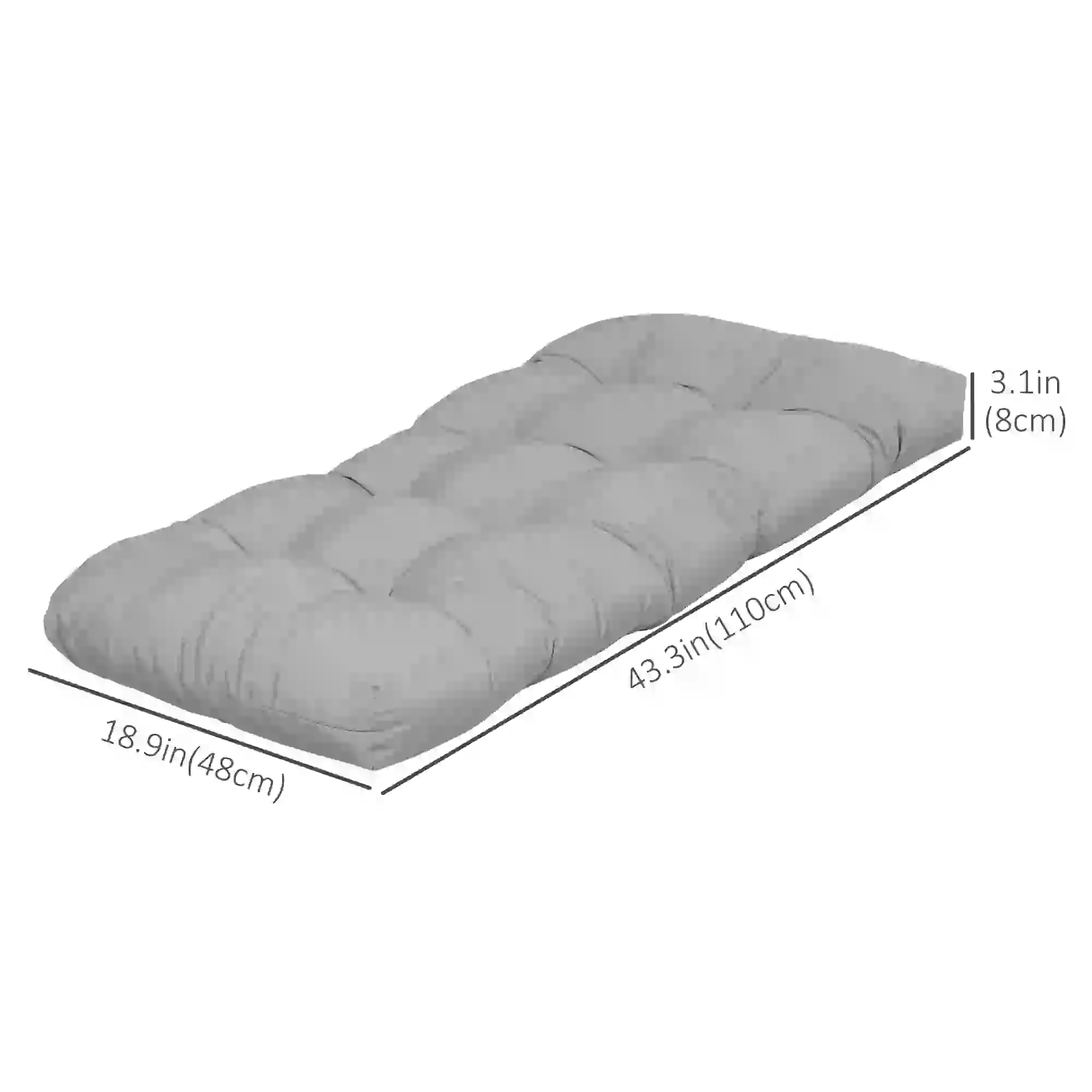 Patio Bench Replacement Cushions, 2 Seater, 43" x 19" x 3", Gray - Image 3