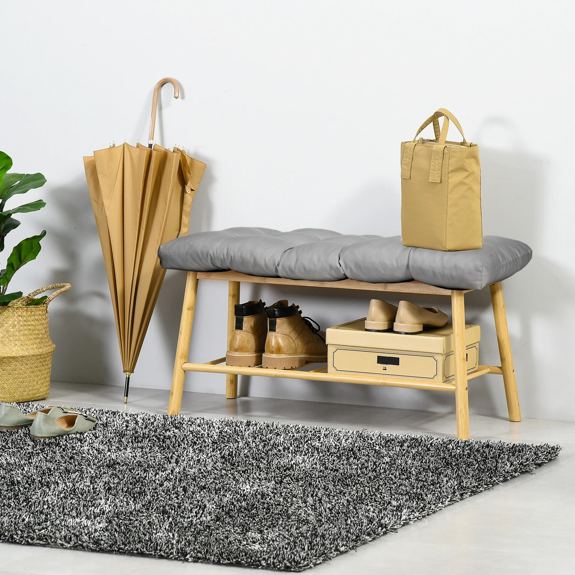 Patio Bench Replacement Cushions, 2 Seater, 43" x 19" x 3", Gray - Image 7