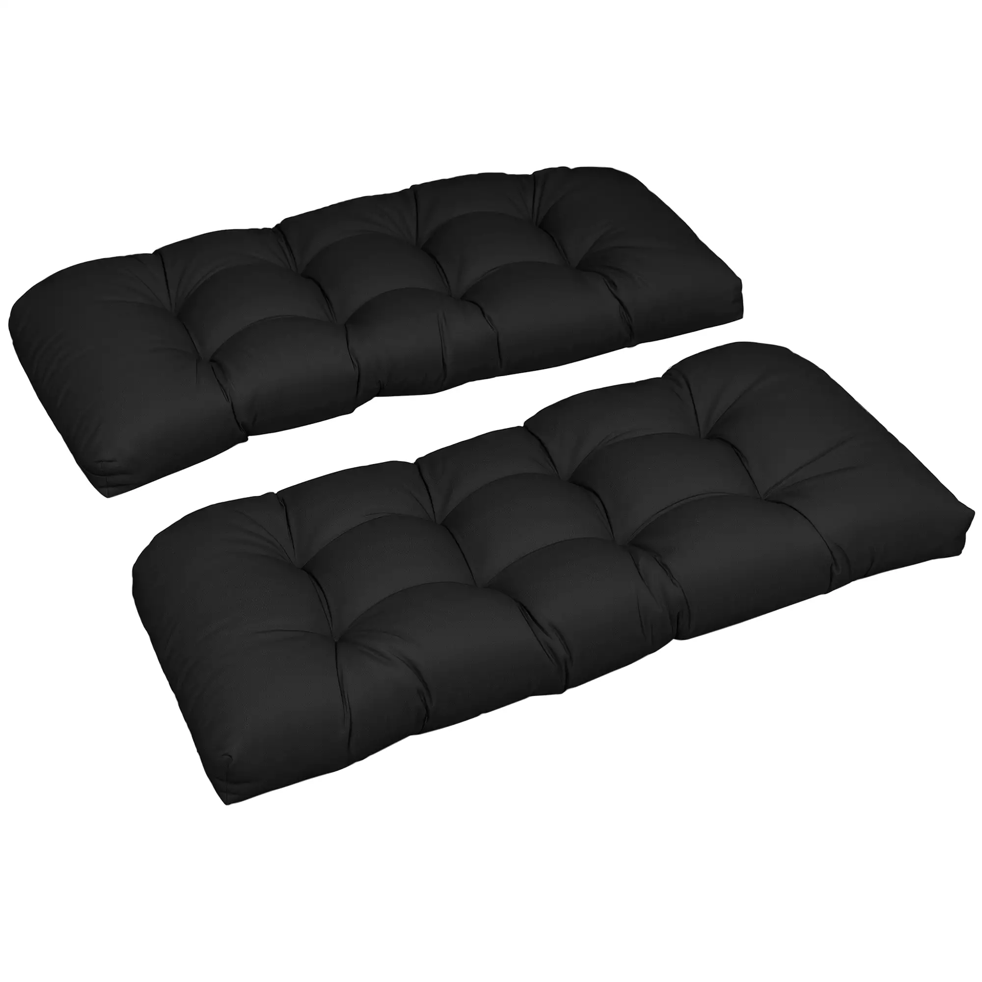 Patio Bench Replacement Cushions, Set of 2, 43" x 19" x 3", Black