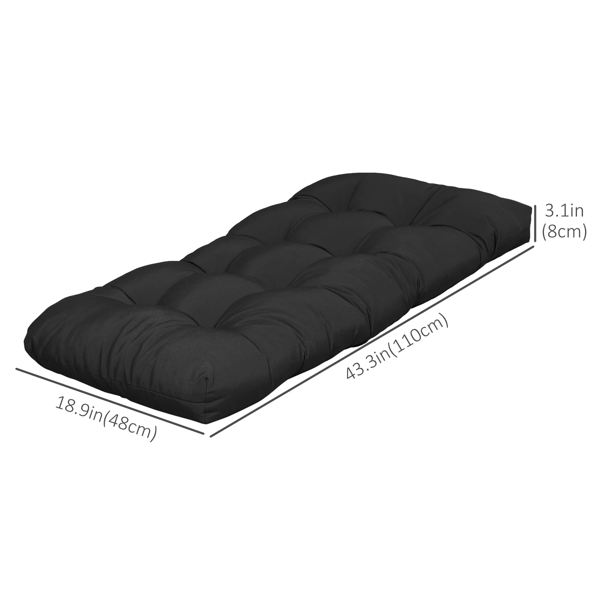 Patio Bench Replacement Cushions, Set of 2, 43" x 19" x 3", Black - Image 3
