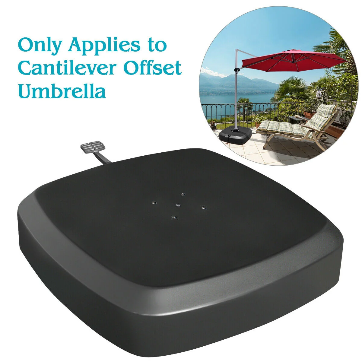 Patio Cantilever Offset Umbrella Base With Wheels, Black - Image 10