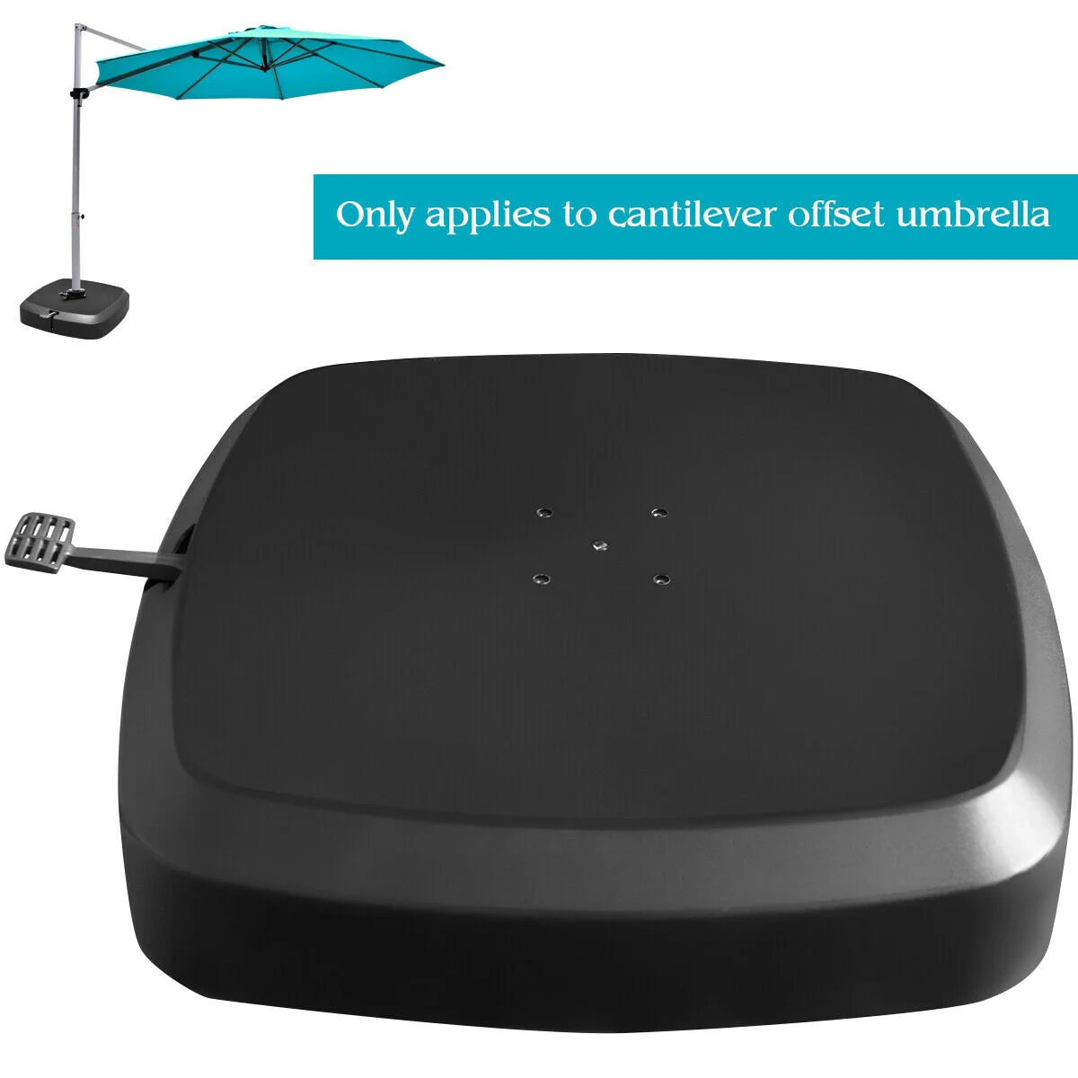 Patio Cantilever Offset Umbrella Base With Wheels, Black - Image 6