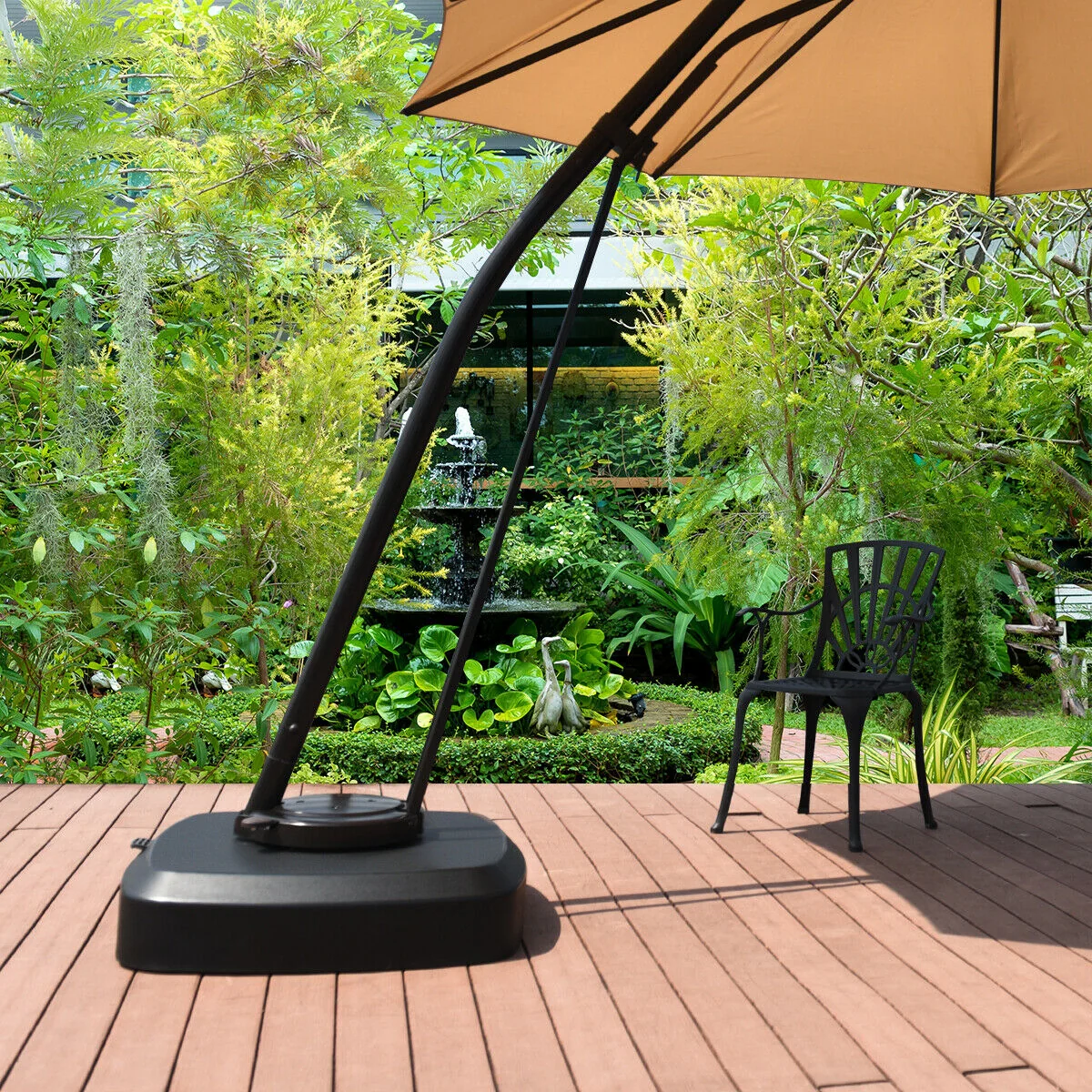 Patio Cantilever Offset Umbrella Base With Wheels, Black - Image 9