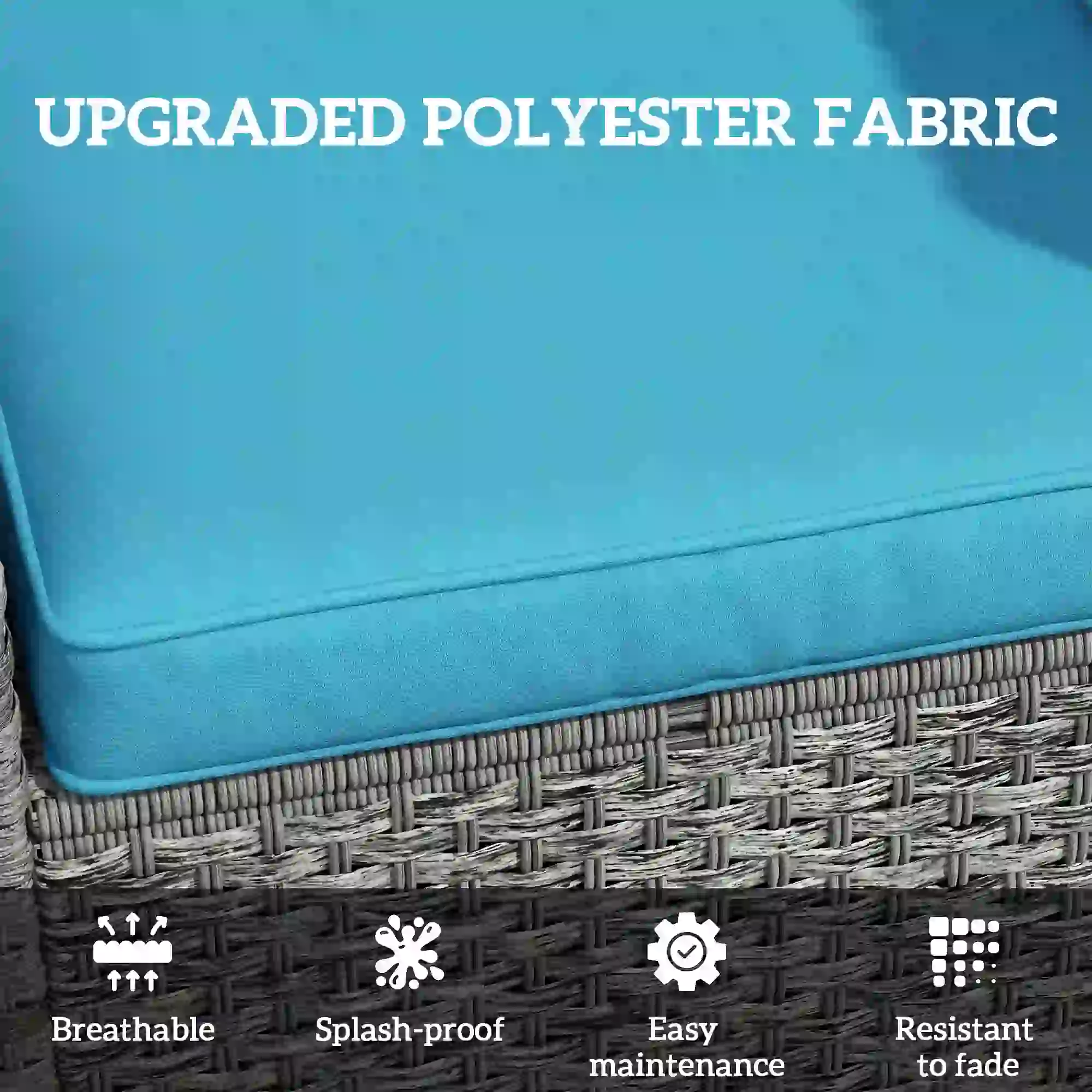Patio Chair Cushions Set, 2 Seat Cushion Back Pillows, Turquoise - Image 4