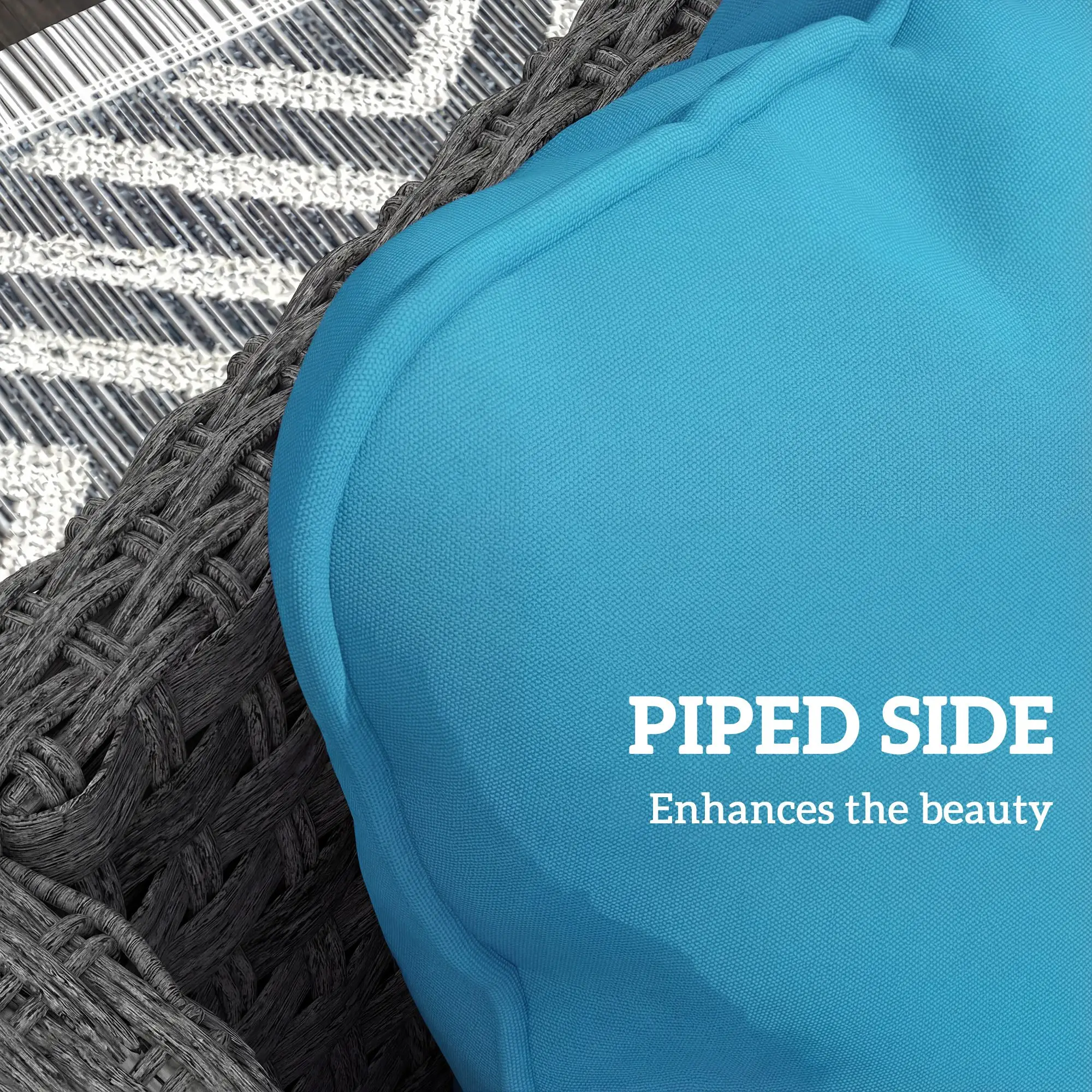 Patio Chair Cushions Set, 2 Seat Cushion Back Pillows, Turquoise - Image 5