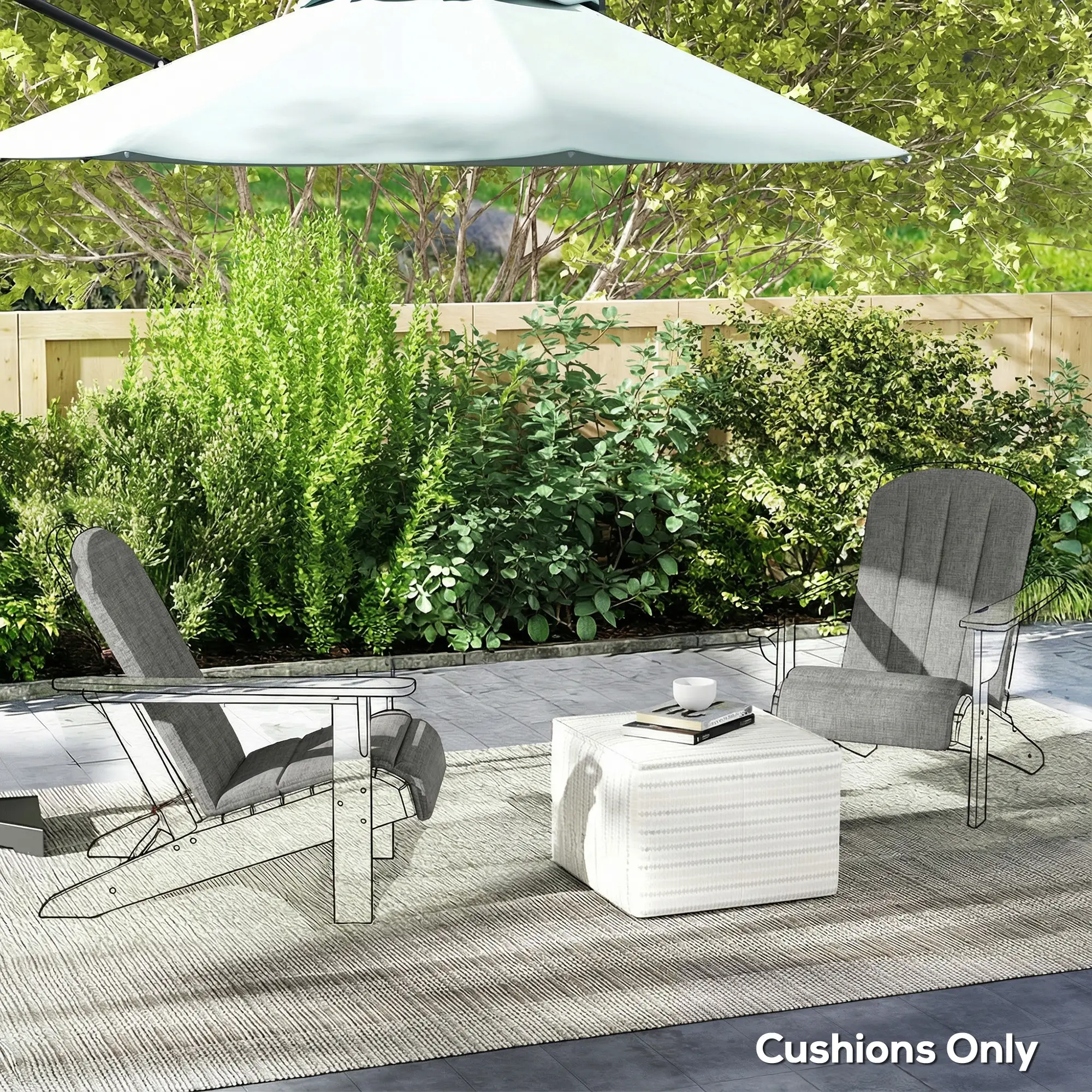 Patio Chair Cushions Set, High Back Adirondack, Dark Grey - Image 7