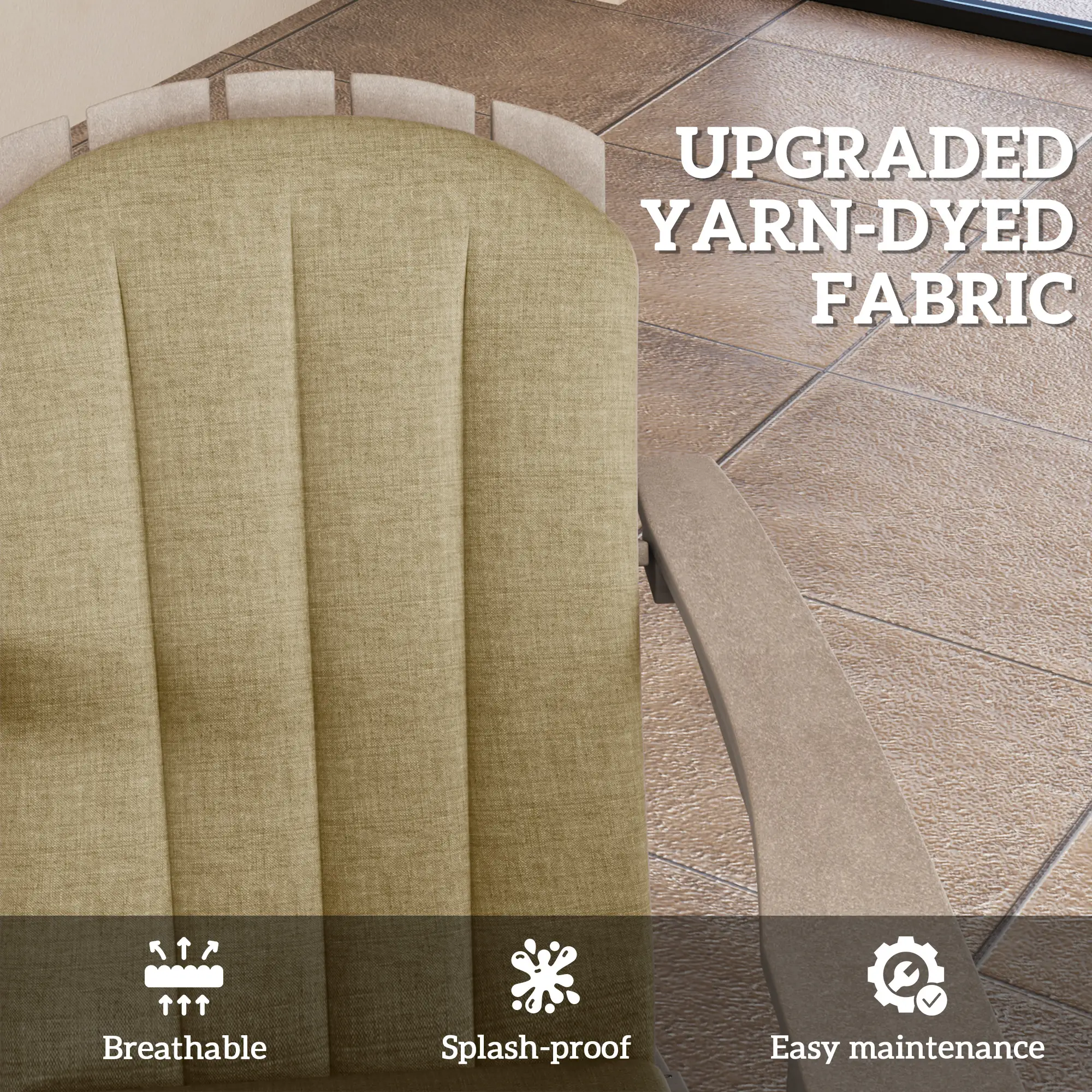 Patio Chair Cushions Set, High Back Adirondack, High-Density Foam, Beige - Image 5