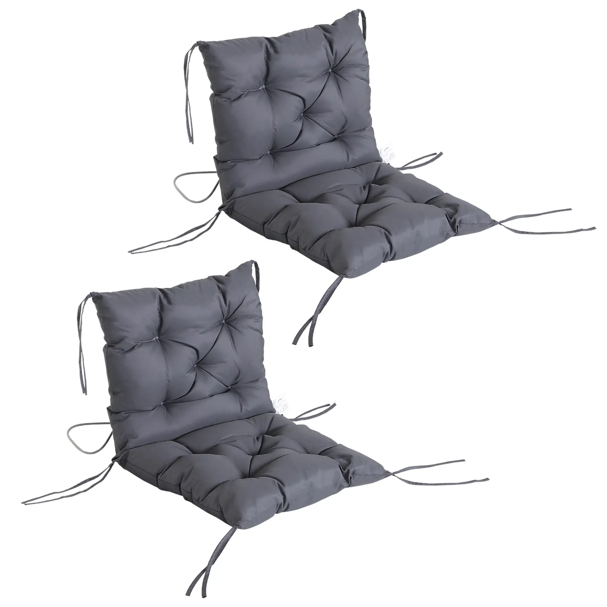 Patio Chair Cushions, Set of 2, 39" x 20" x 3", Dark Grey