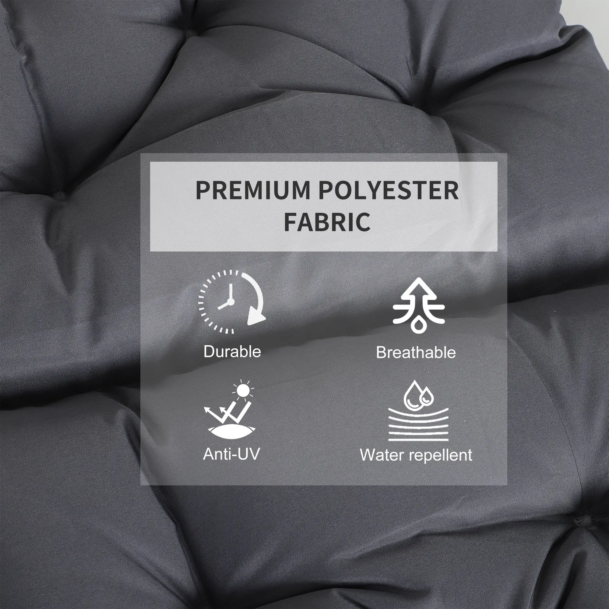 Patio Chair Cushions, Set of 2, 39" x 20" x 3", Dark Grey - Image 4