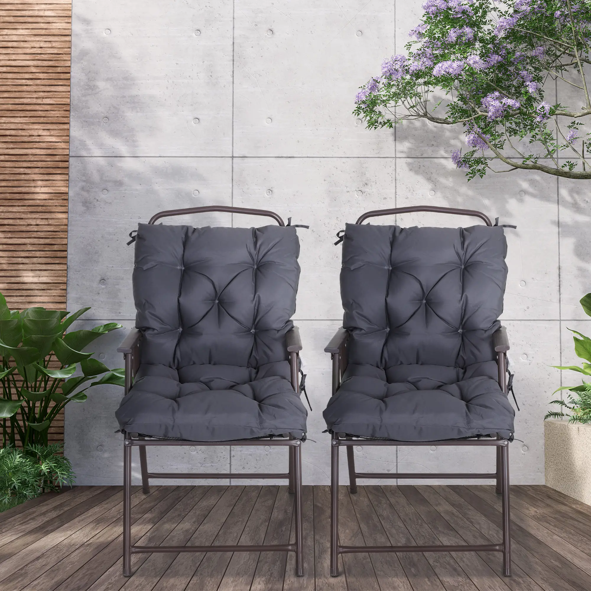 Patio Chair Cushions, Set of 2, 39" x 20" x 3", Dark Grey - Image 8
