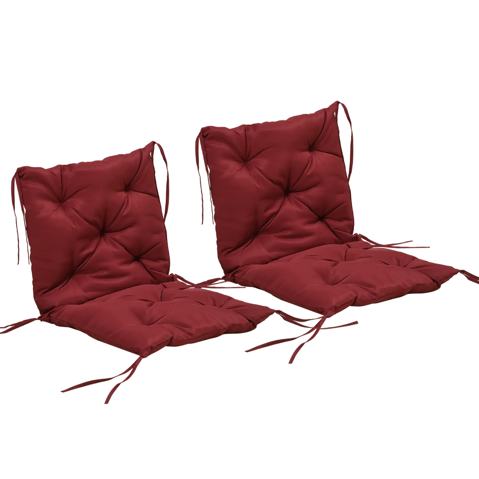 Patio Chair Cushions, Set of 2, 39" x 20" x 3", Wine Red