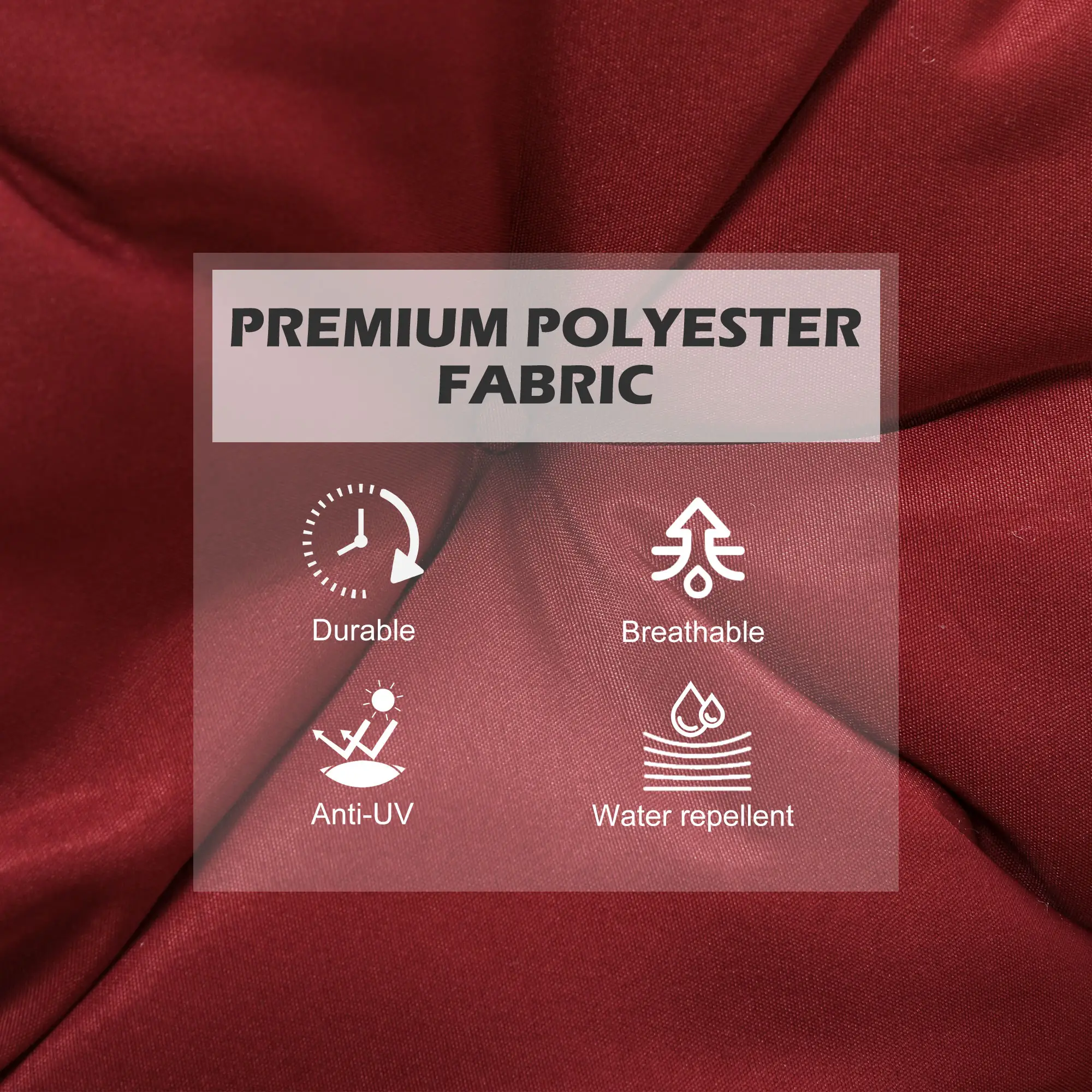 Patio Chair Cushions, Set of 2, 39" x 20" x 3", Wine Red - Image 4