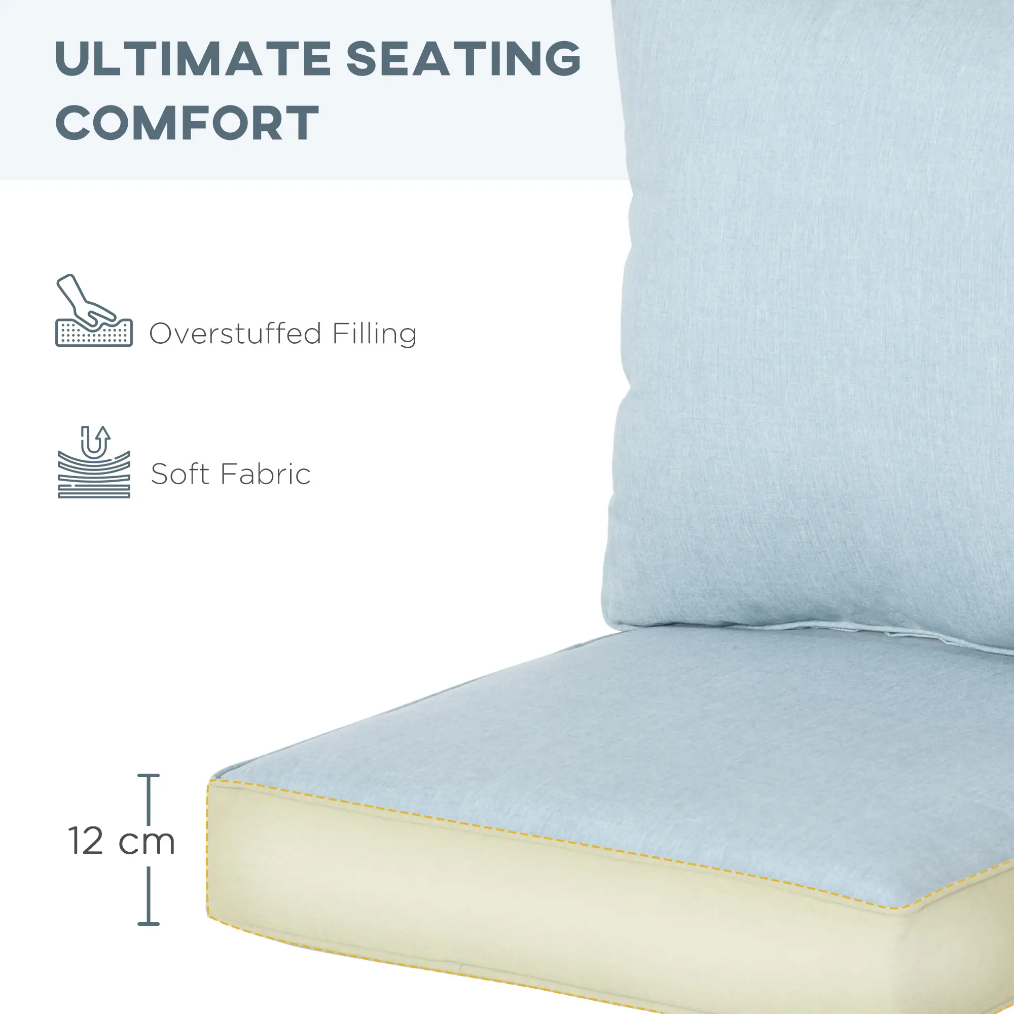 Patio Chair Cushions, Thick Deep Seat, Light Blue - Image 4