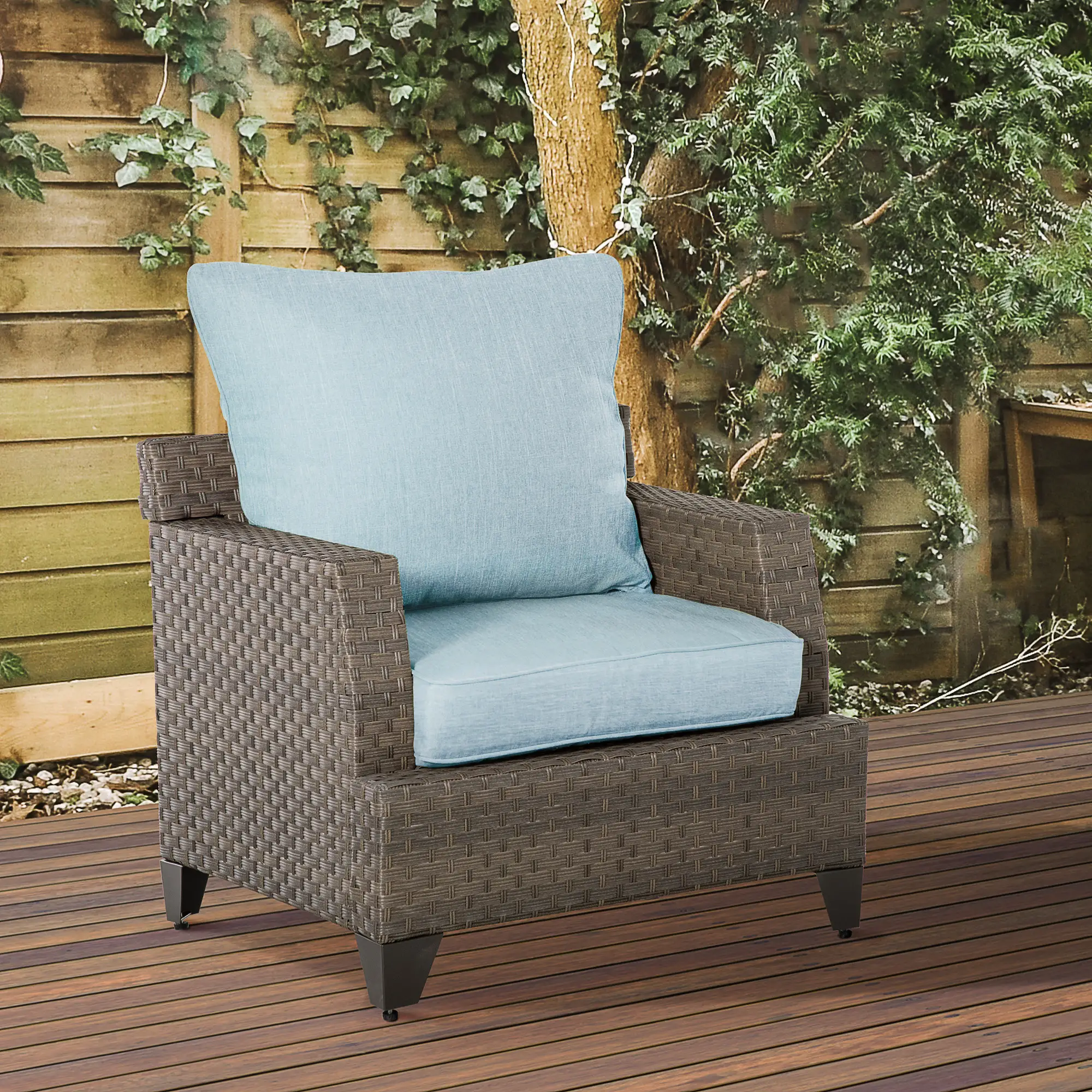 Patio Chair Cushions, Thick Deep Seat, Light Blue - Image 5