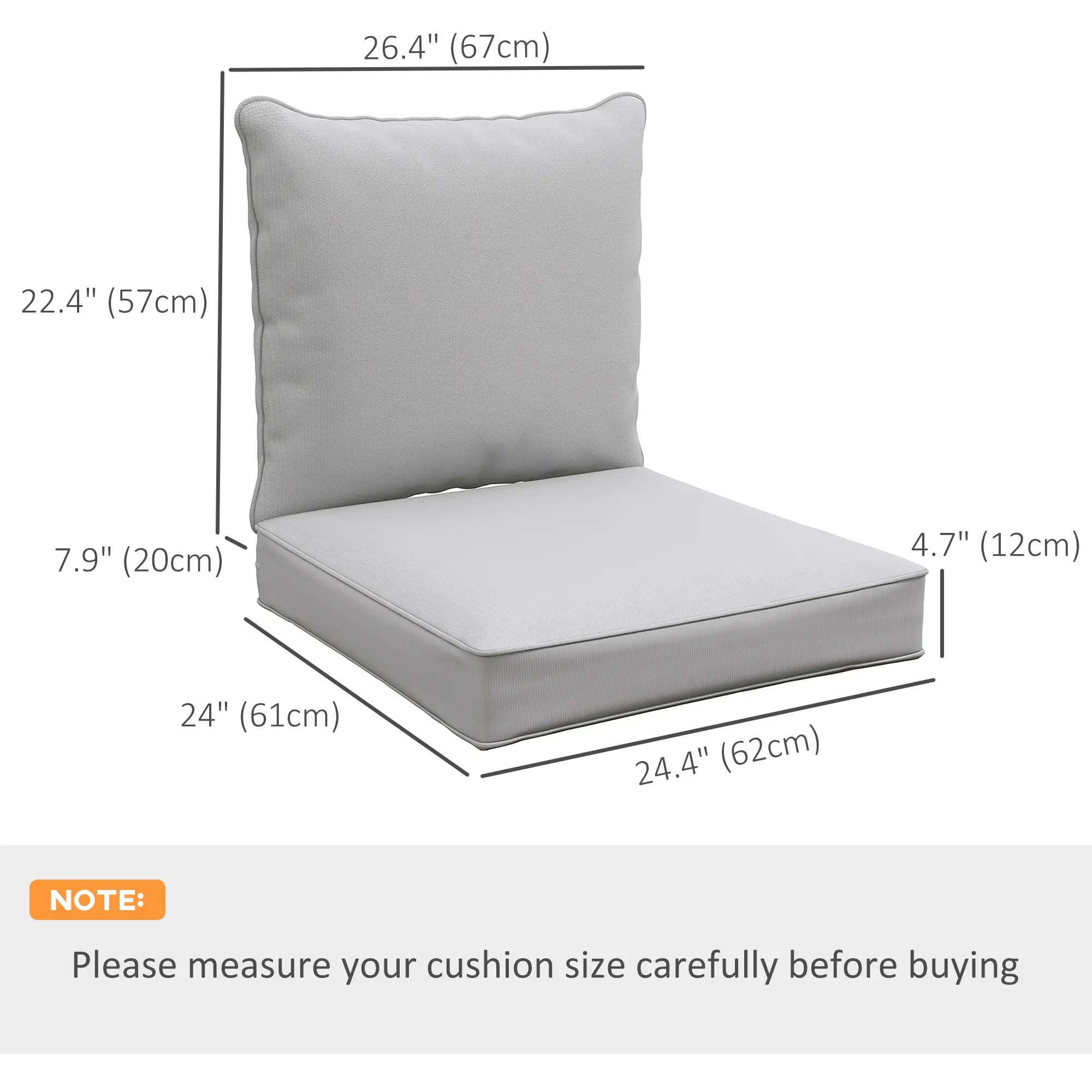 Patio Chair Cushions, Thick Deep Seat, Light Grey - Image 3