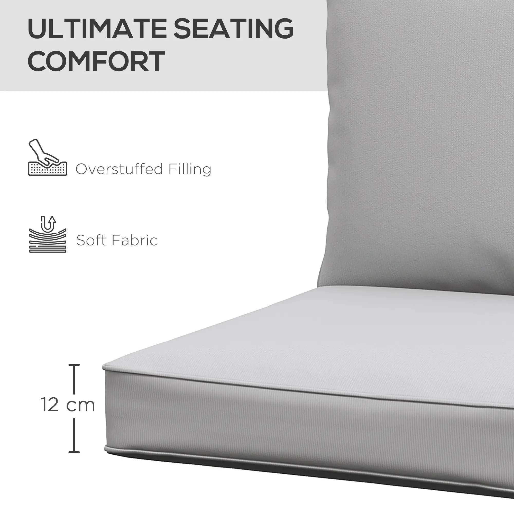 Patio Chair Cushions, Thick Deep Seat, Light Grey - Image 4