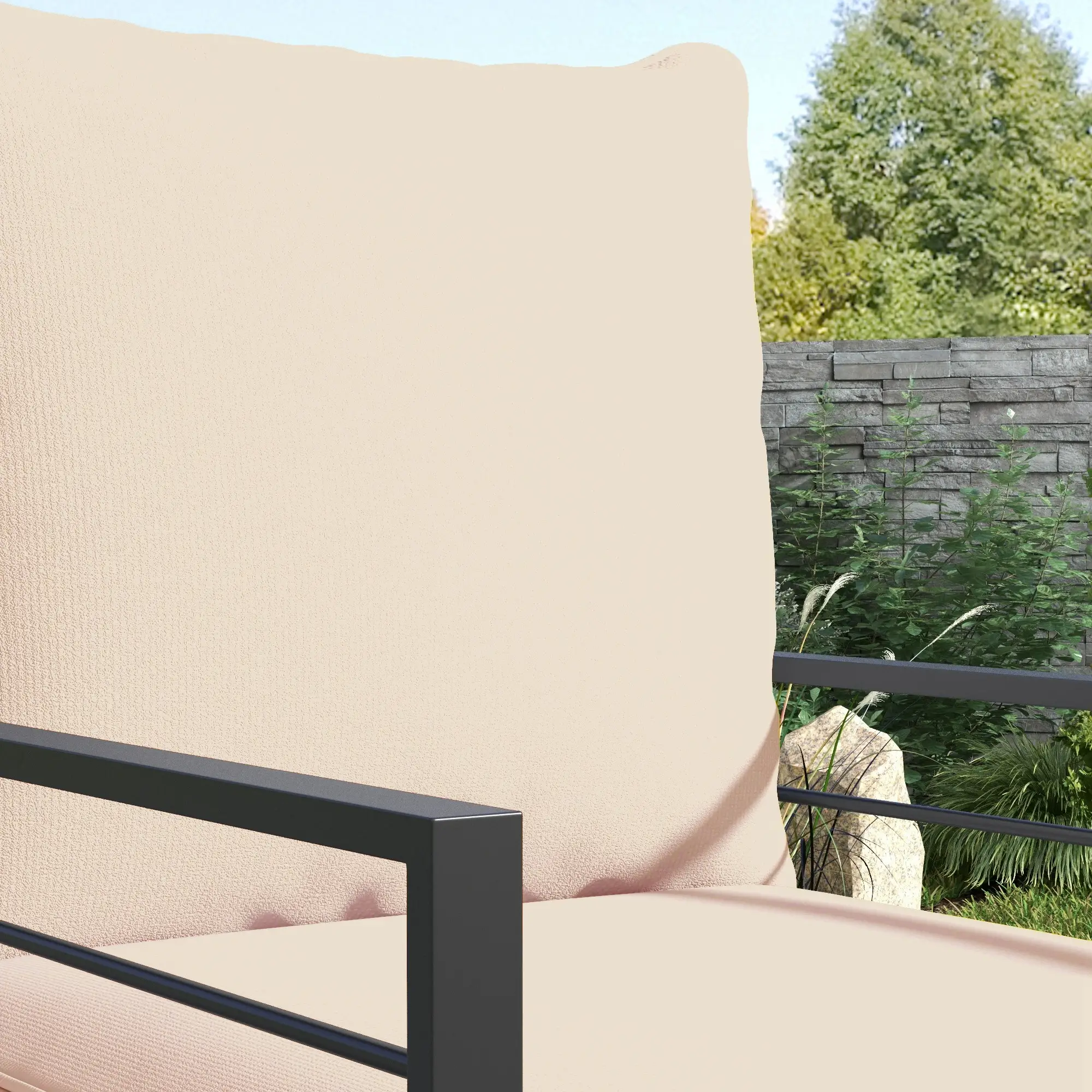 Patio Chair Cushions, Thick Deep Seat with Back, Beige - Image 9