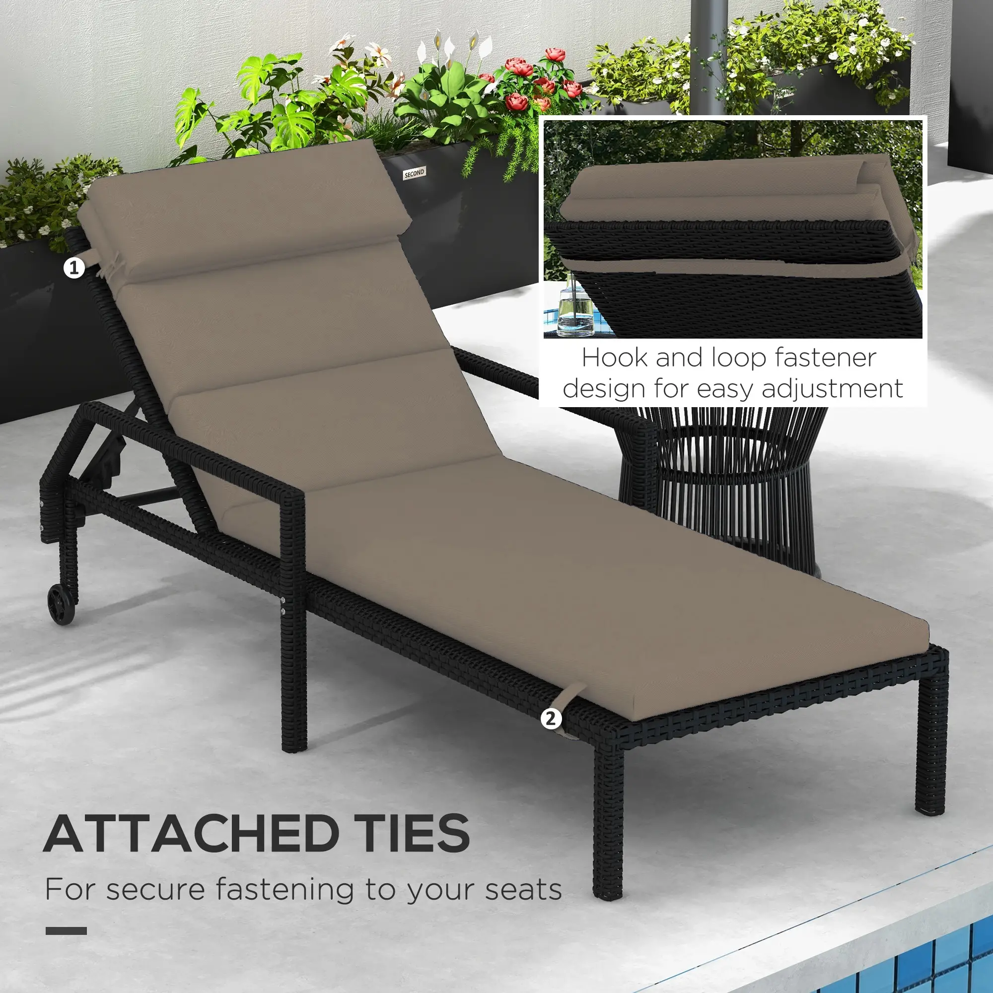 Patio Chaise Lounge Chair Cushion Replacement, Dark Grey - Image 6