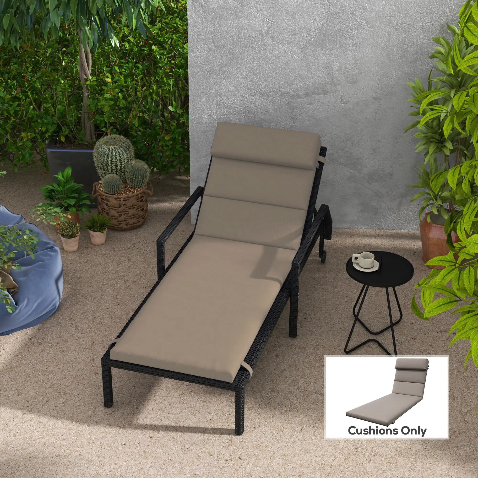 Patio Chaise Lounge Chair Cushion Replacement, Dark Grey - Image 8