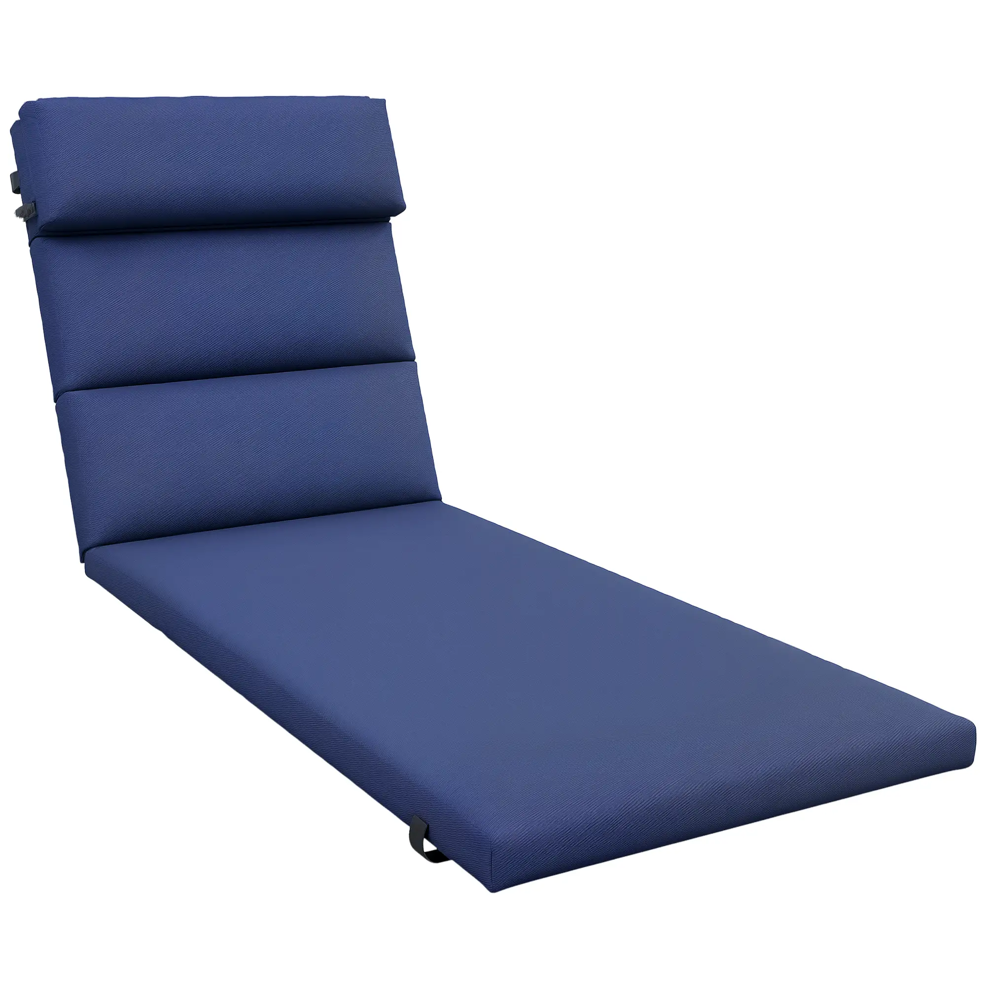 Patio Chaise Lounge Chair Cushion, with Headrest and Ties, Dark Blue - Image 11