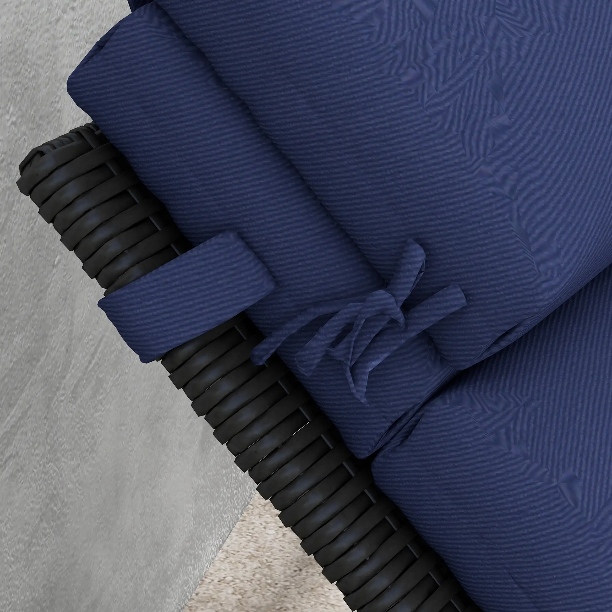Patio Chaise Lounge Chair Cushion, with Headrest and Ties, Dark Blue - Image 9