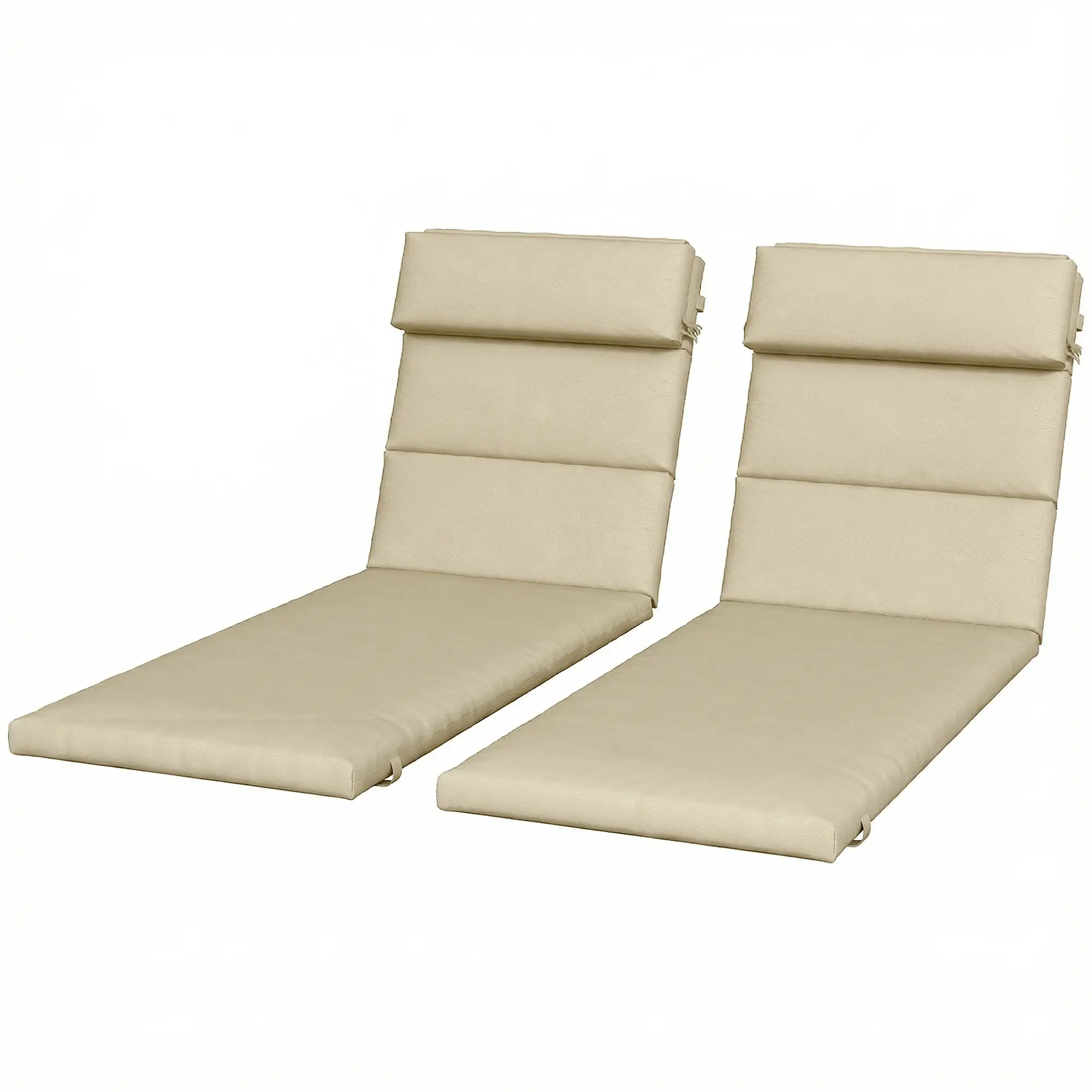 Patio Chaise Lounge Chair Cushions, Set of 2, Beige