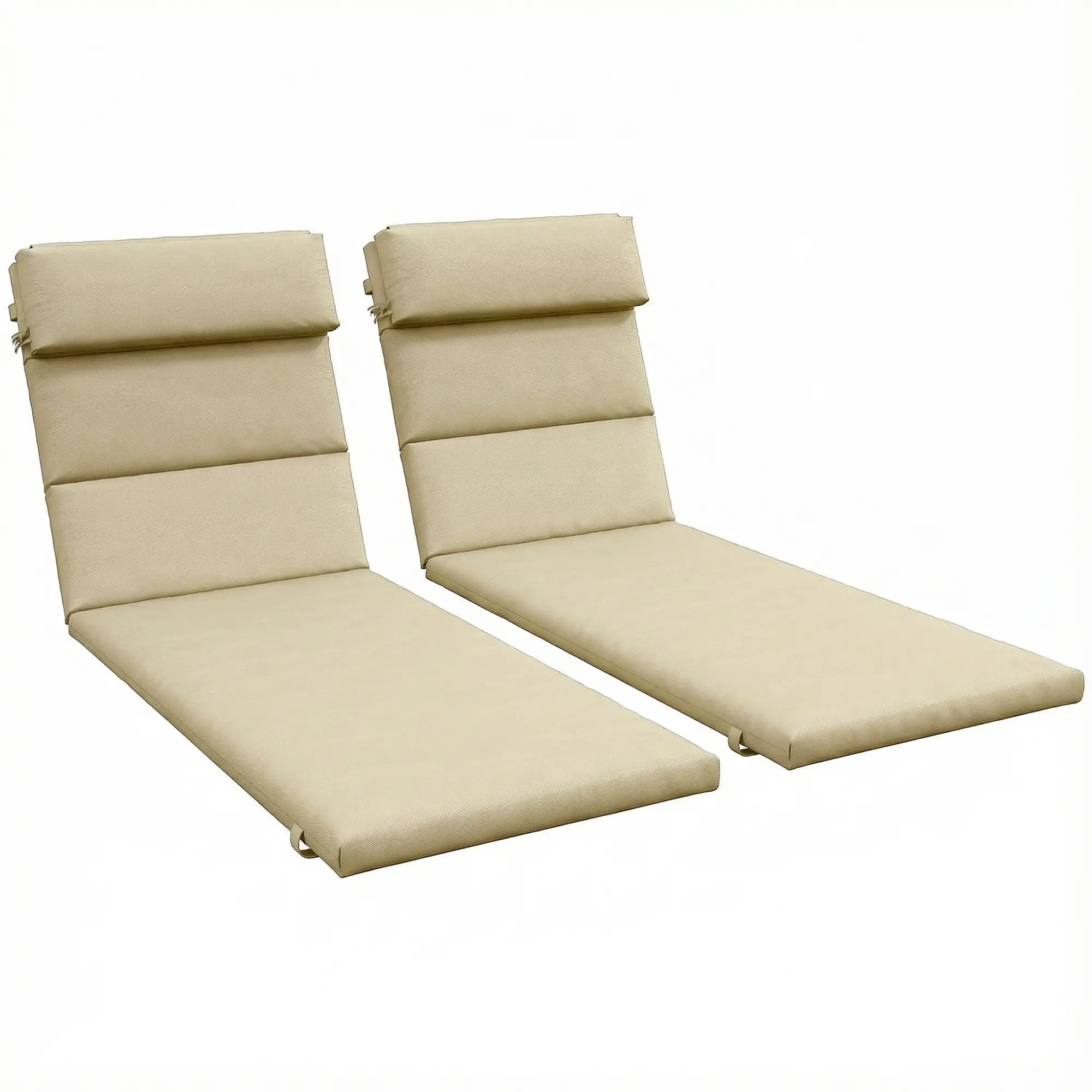Patio Chaise Lounge Chair Cushions, Set of 2, Beige - Image 11