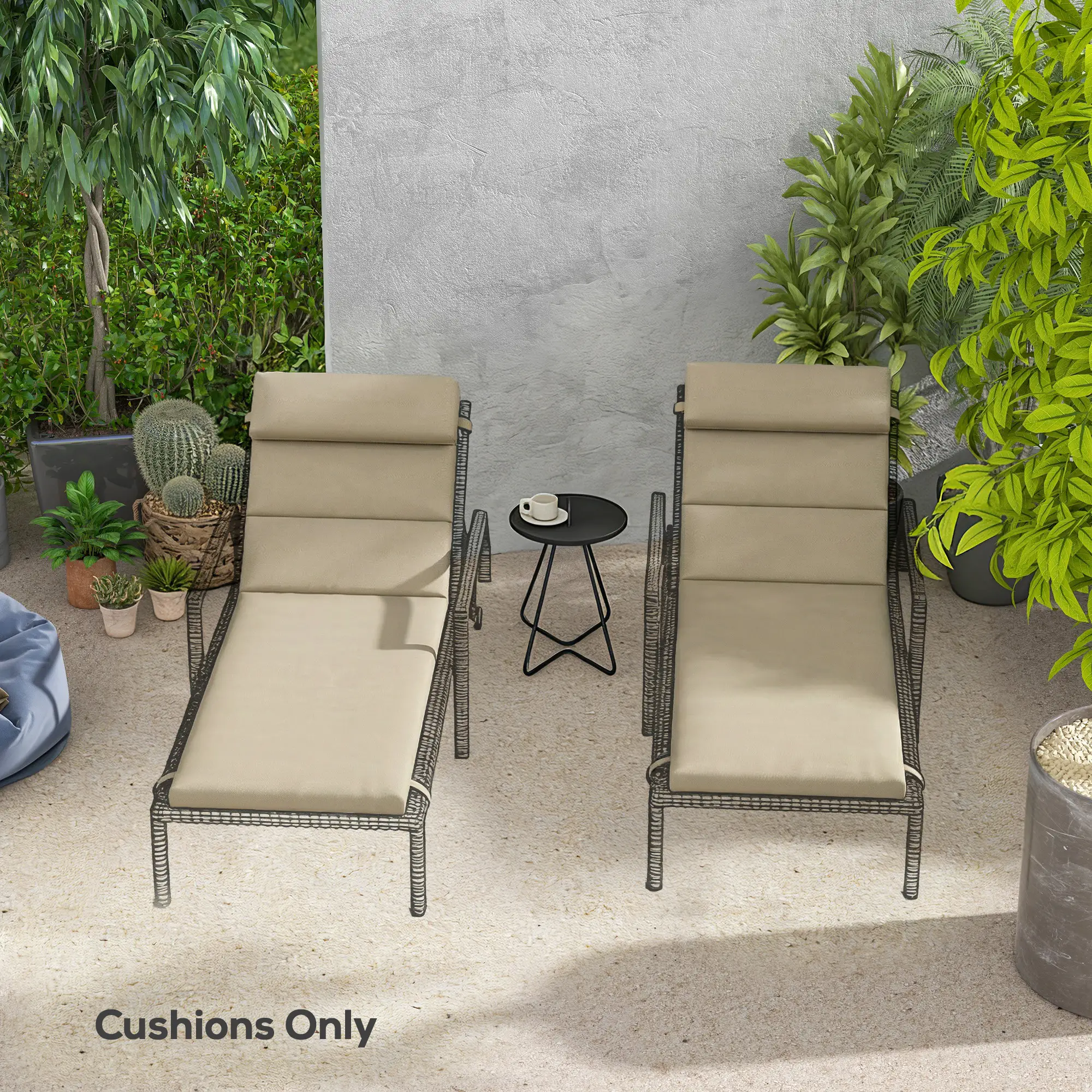 Patio Chaise Lounge Chair Cushions, Set of 2, Beige - Image 8