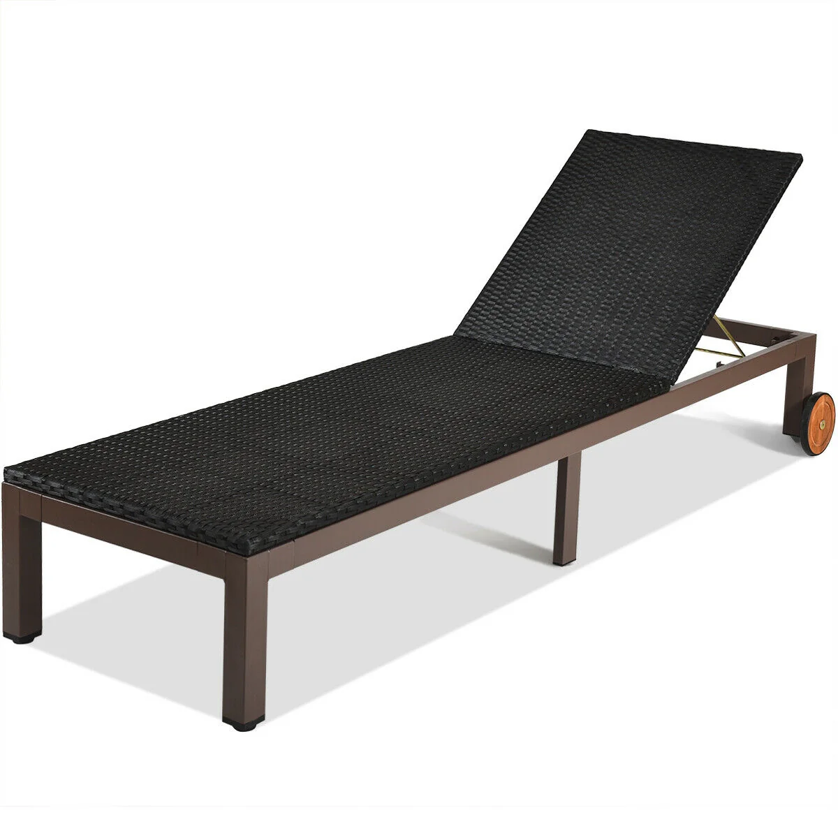 Patio Chaise Lounge Chair, Outdoor Rattan Recliner, Turquoise - Image 10