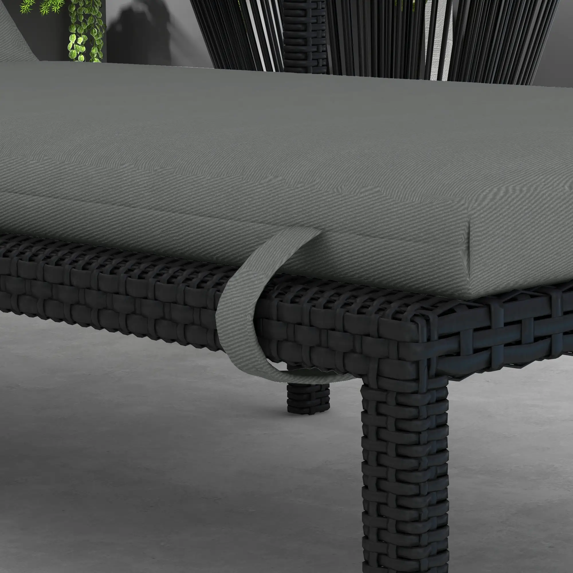 Patio Chaise Lounge Cushions, Headrest, Ties, Set of 2, Grey - Image 10