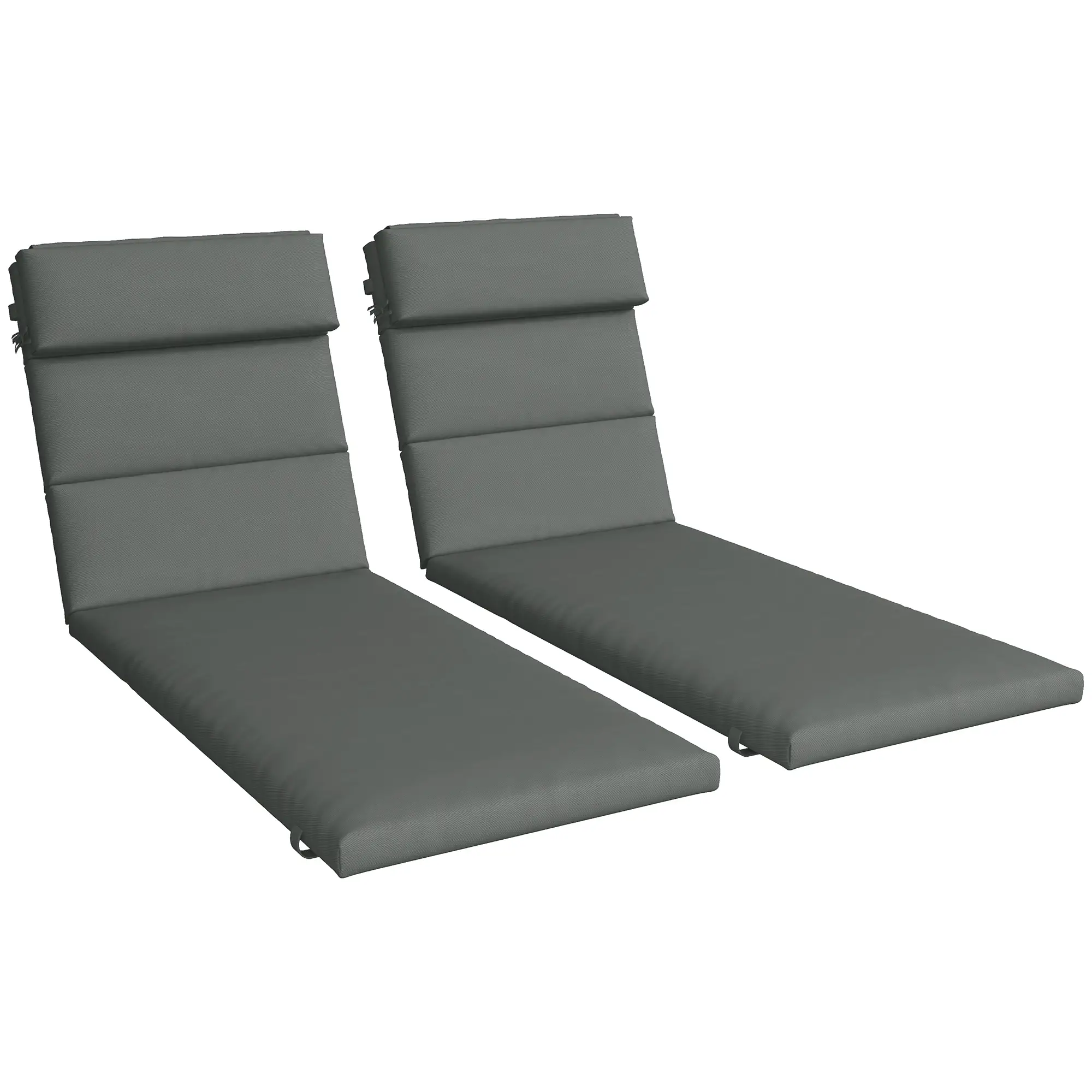 Patio Chaise Lounge Cushions, Headrest, Ties, Set of 2, Grey - Image 11
