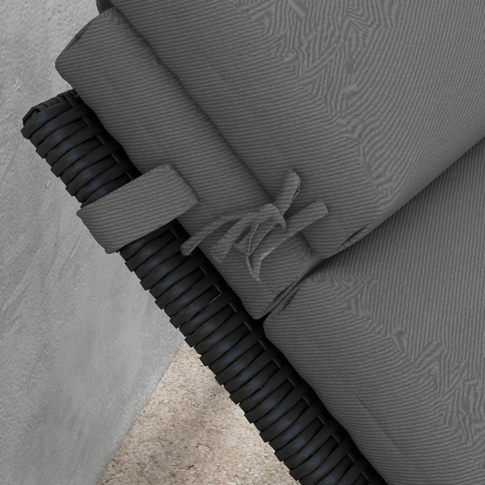 Patio Chaise Lounge Cushions, Headrest, Ties, Set of 2, Grey - Image 9