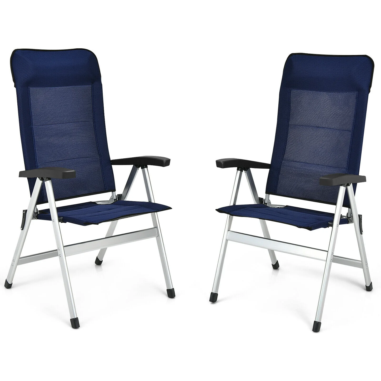 Patio Dining Chair, Adjustable Headrest, 2-Piece Set, Blue - Image 9