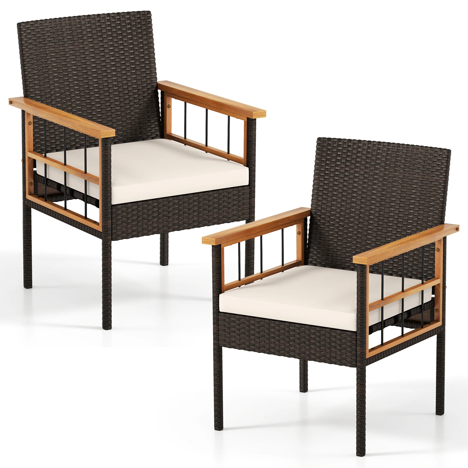 Patio Dining Chairs Set of 2, White